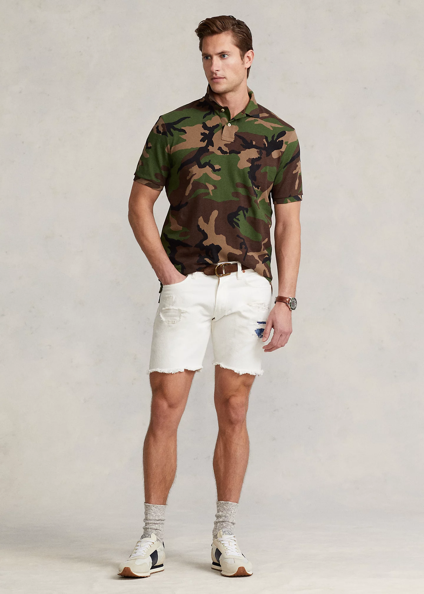 Classic Fit Camo Mesh Polo Shirt