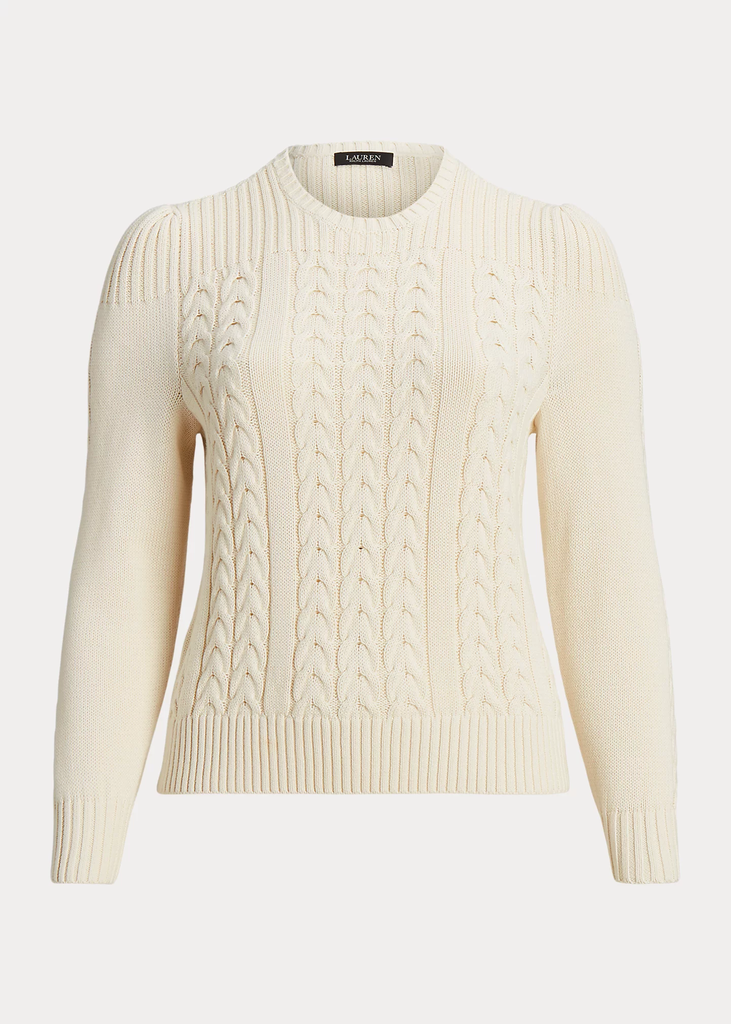 Cable-Knit Puff-Sleeve Sweater