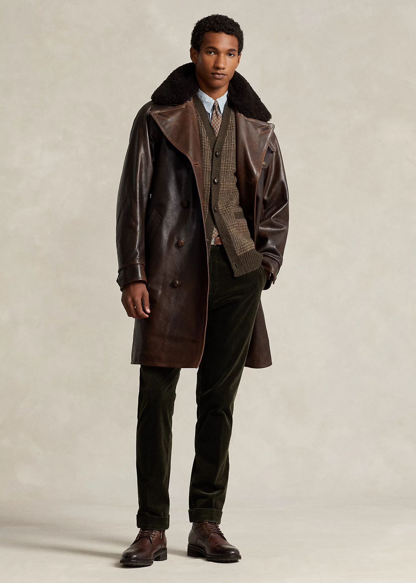 Glen Plaid Paneled Wool Cardigan