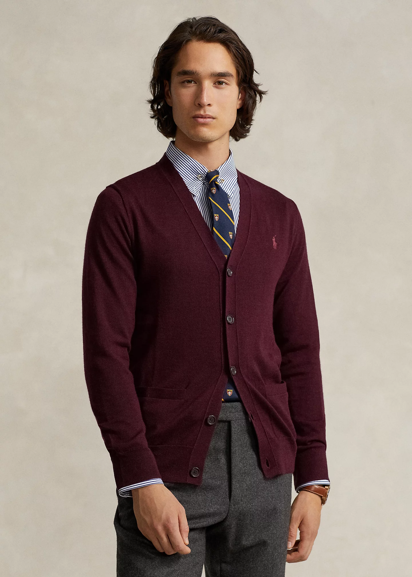 Slim Fit Washable Wool Cardigan