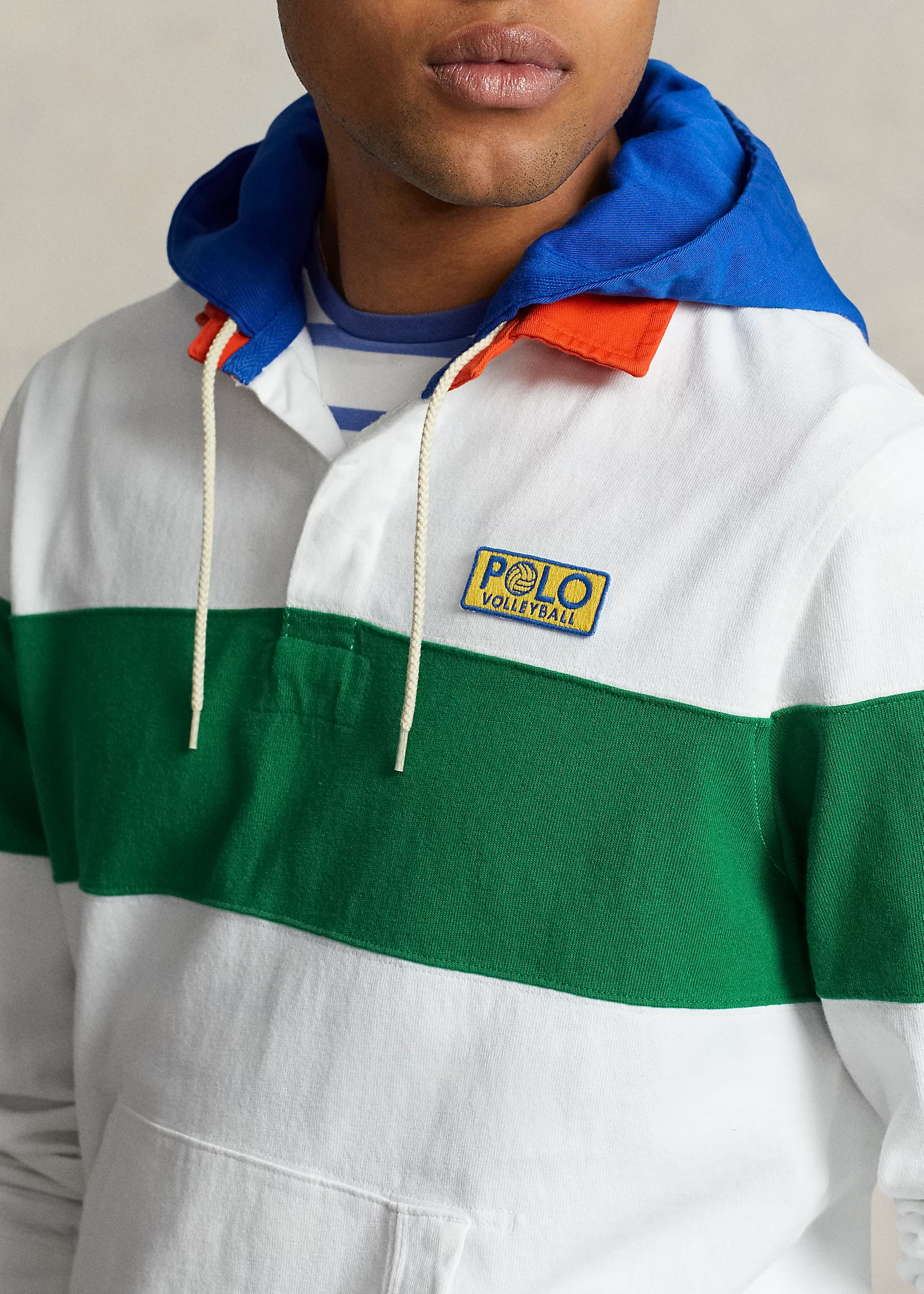 Classic Fit Jersey Hooded Rugby Shirt