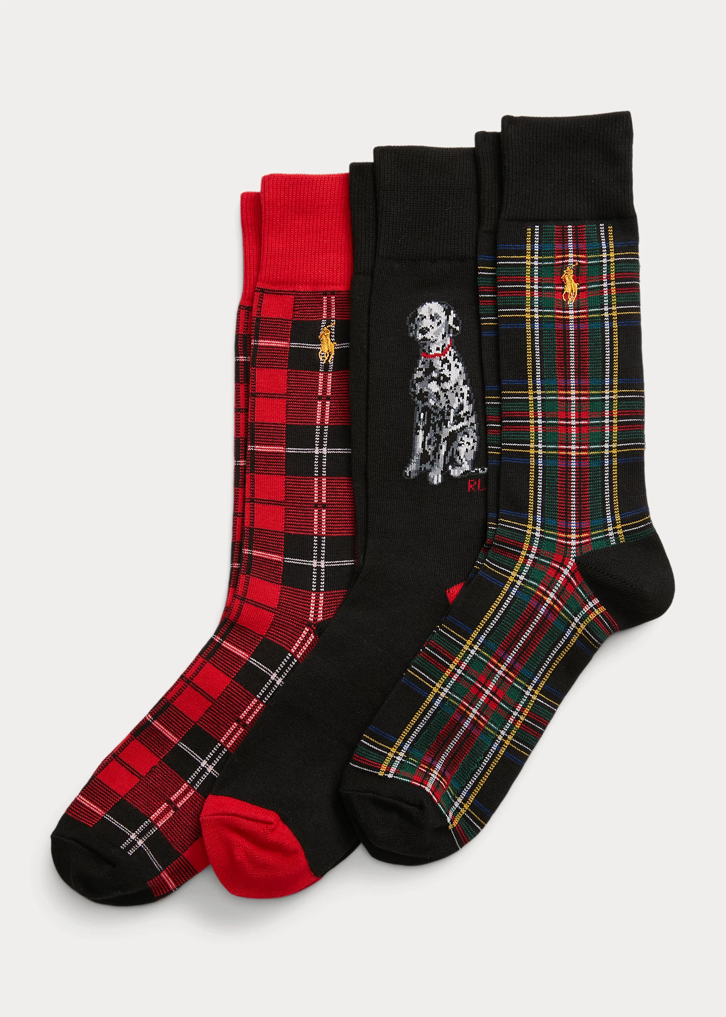 Dog & Plaid Cotton-Blend 3-Sock Gift Set