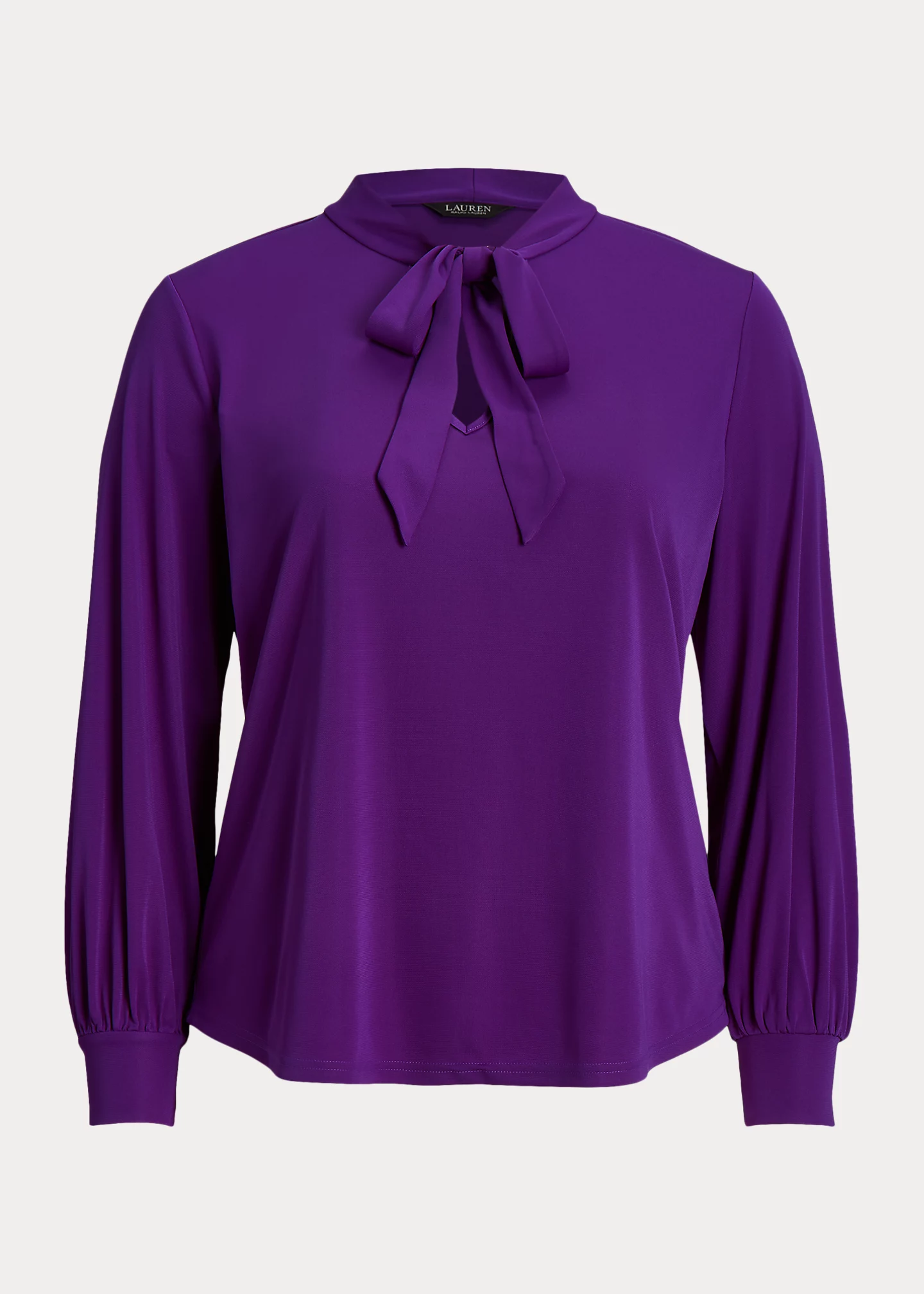 Stretch Jersey Tie-Neck Top