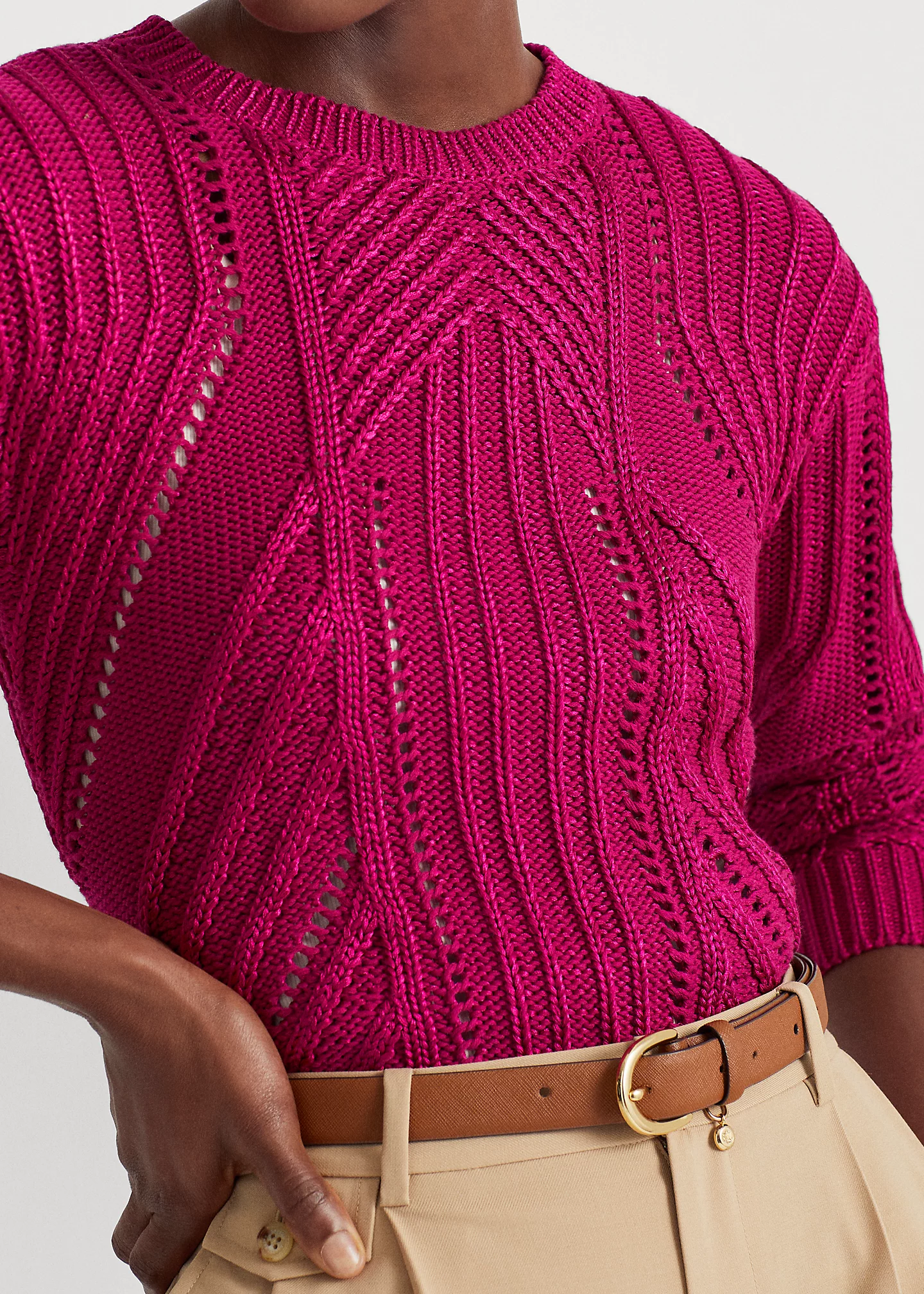 Pointelle-Knit Cotton-Blend Sweater