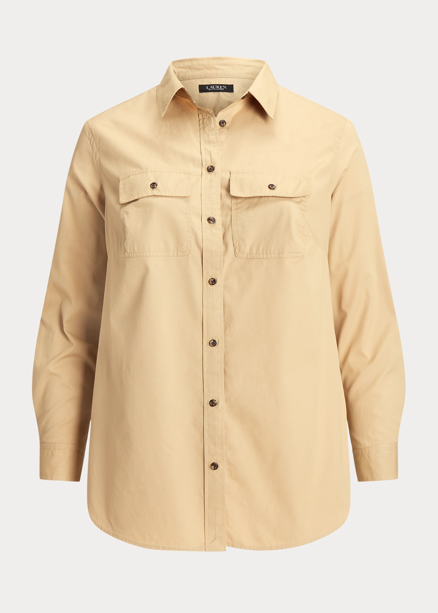 Leather-Trim Featherweight Twill Shirt