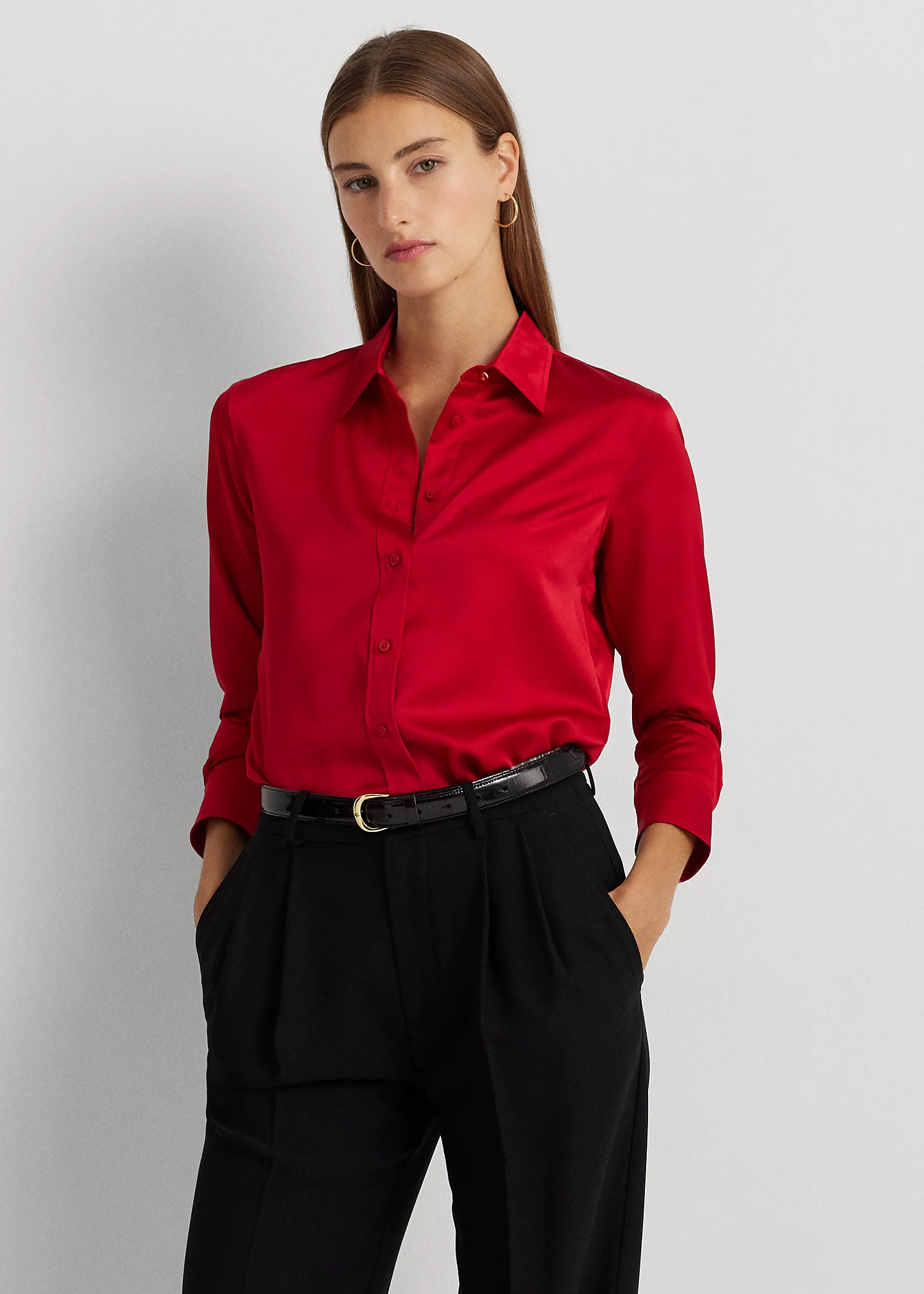 Classic Fit Satin Charmeuse Shirt