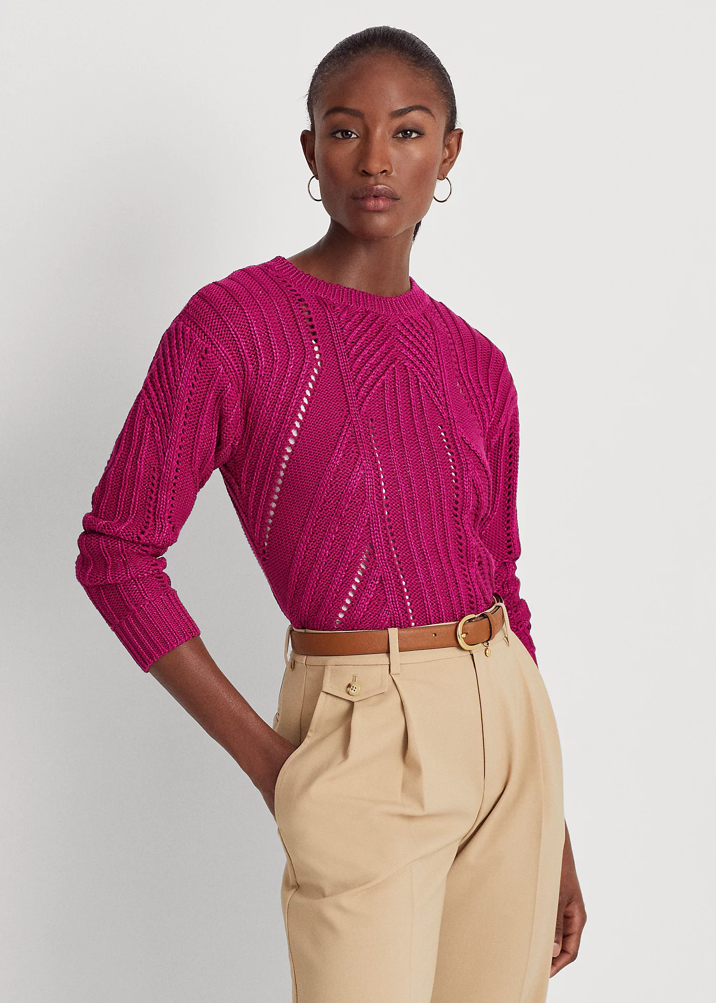 Pointelle-Knit Cotton-Blend Sweater