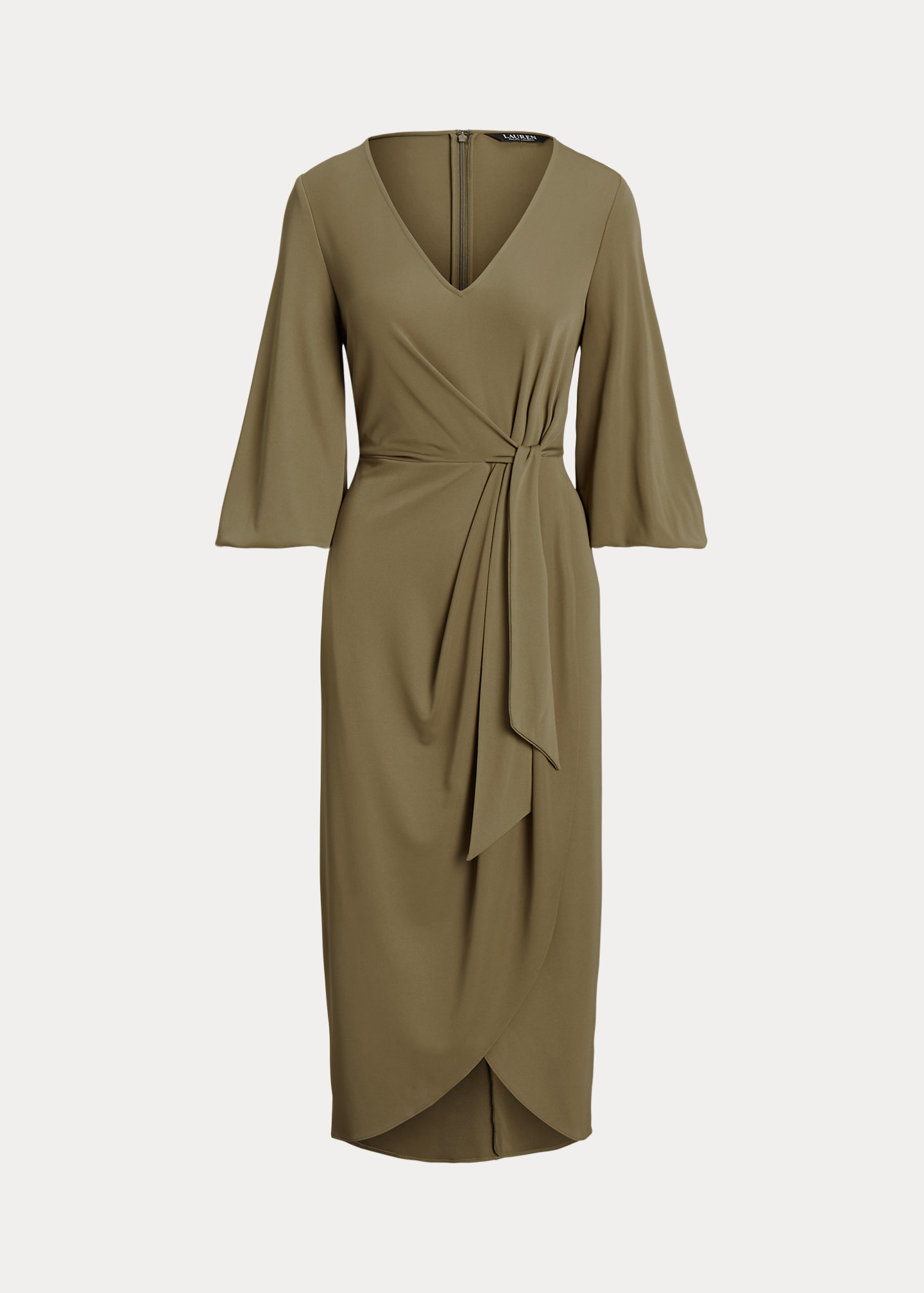 Stretch Jersey Tie-Front Midi Dress