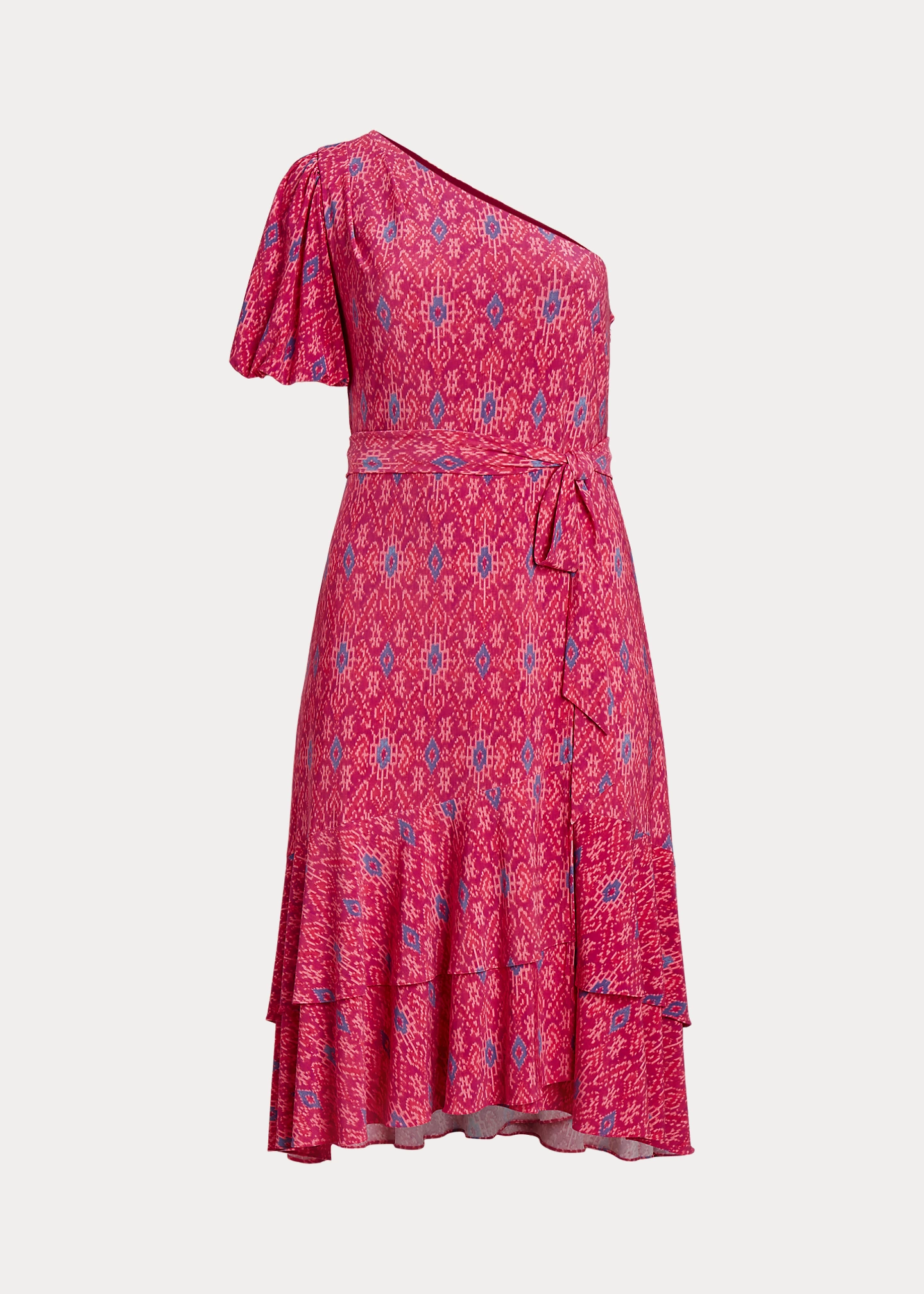 Geo-Print Jersey One-Shoulder Dress