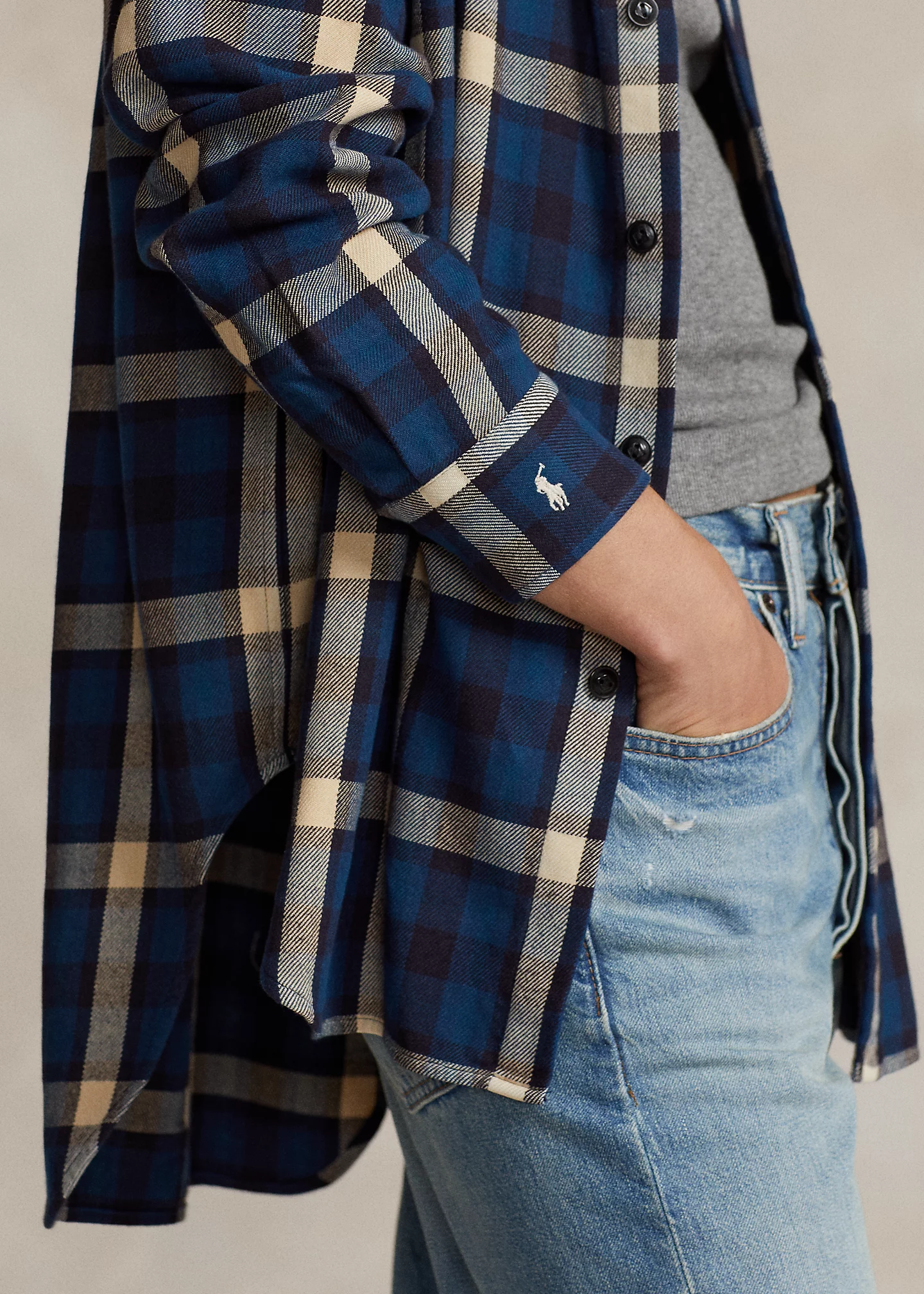 Oversize Fit Plaid Cotton Twill Shirt