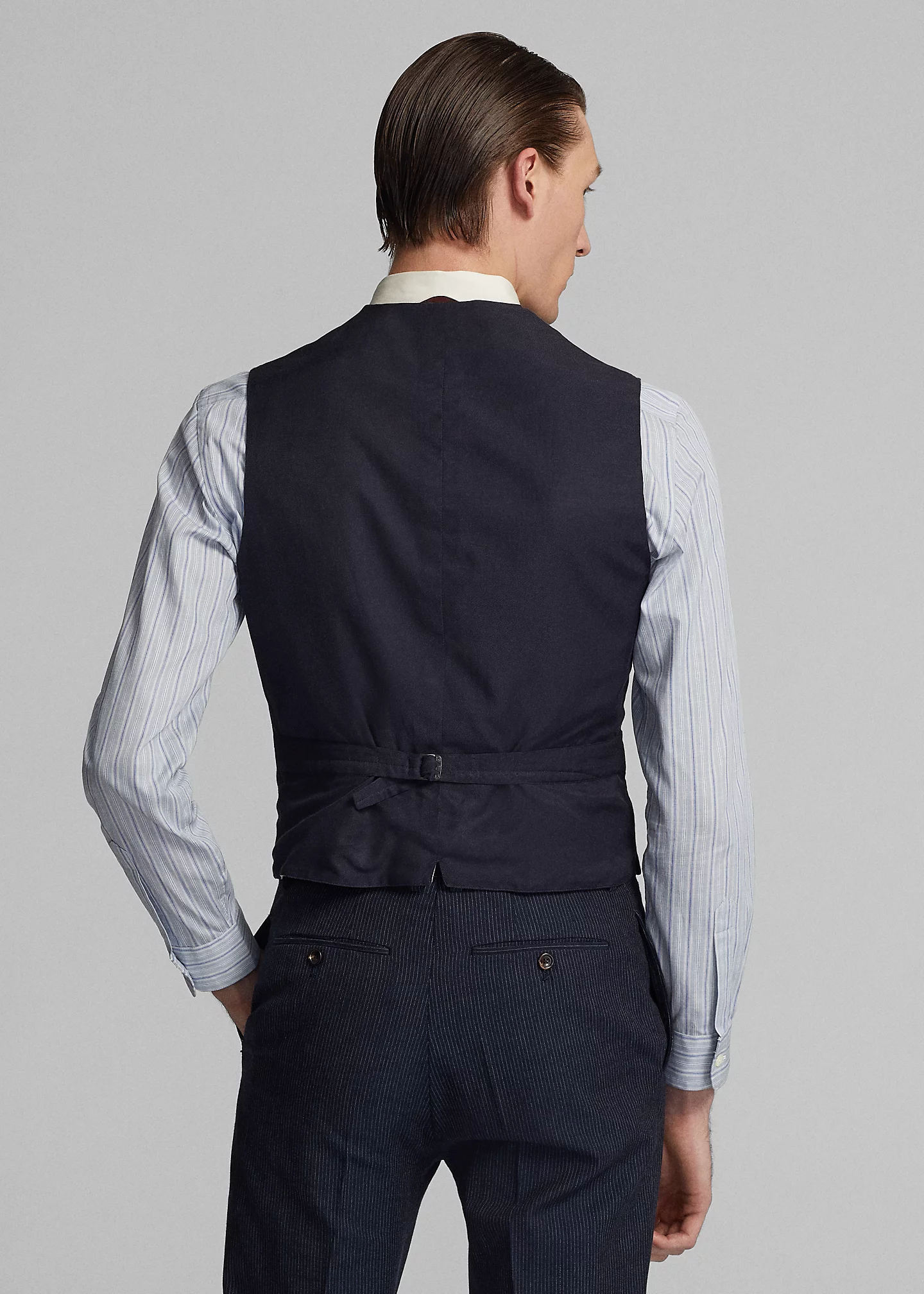 Striped Herringbone Notch-Lapel Vest