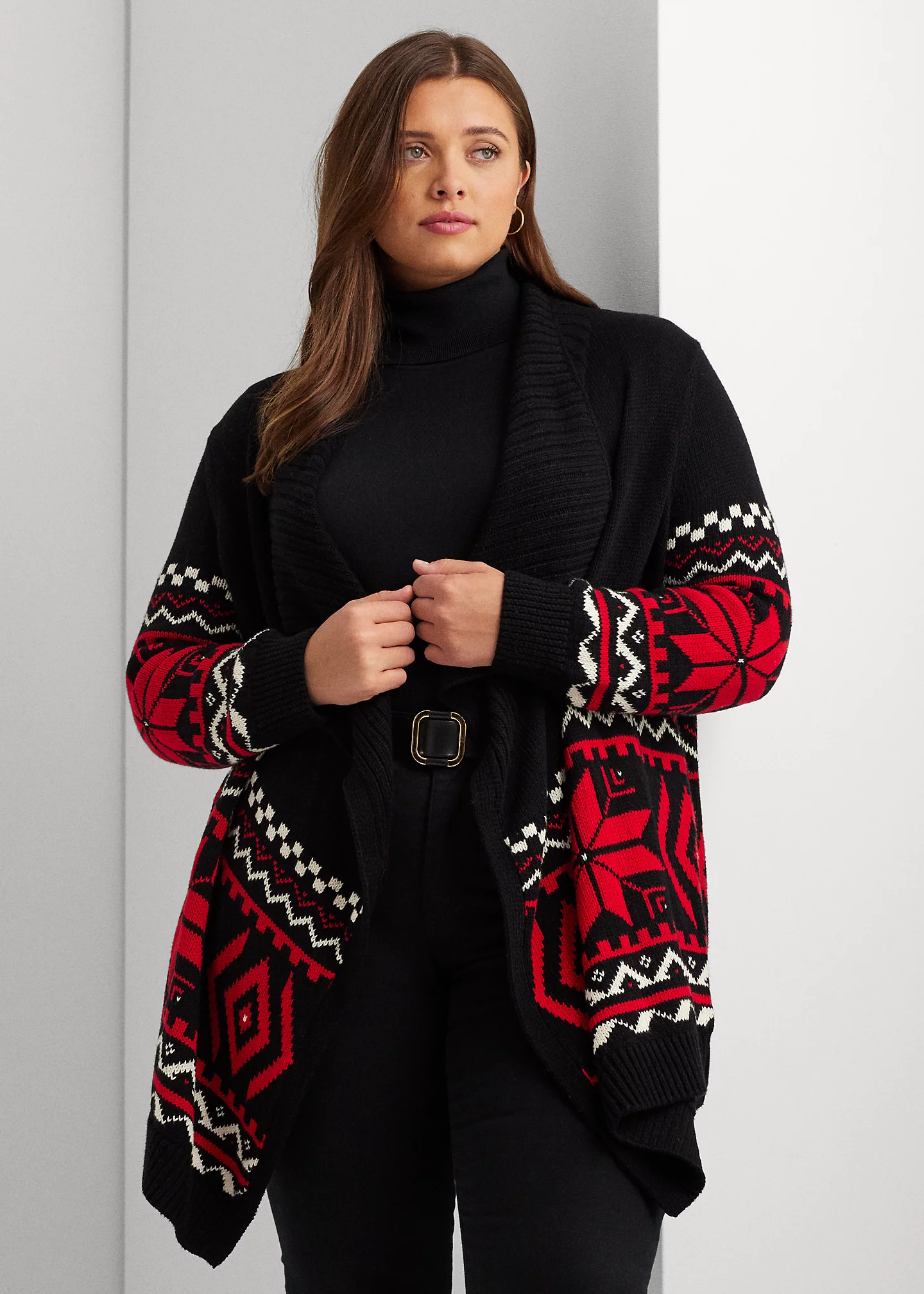 Fair Isle Shawl-Collar Cardigan