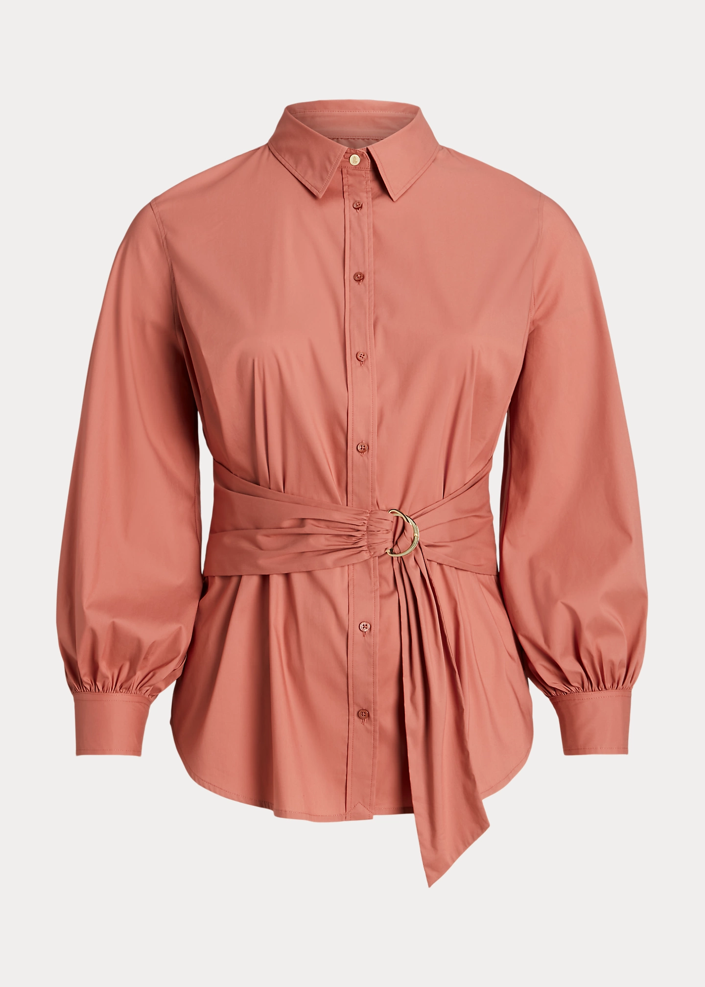 Tie-Front Cotton-Blend Shirt