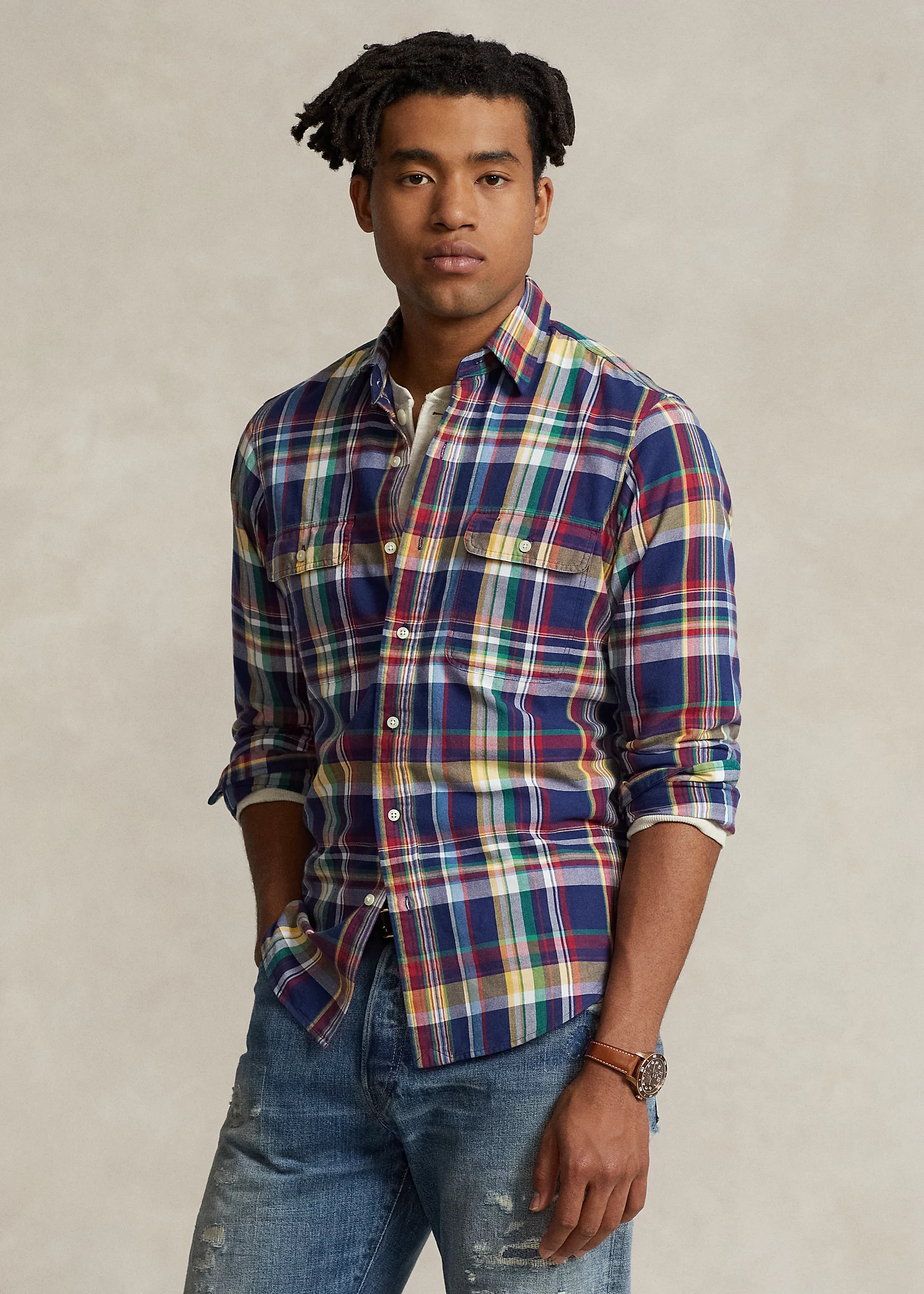 Classic Fit Plaid Oxford Workshirt