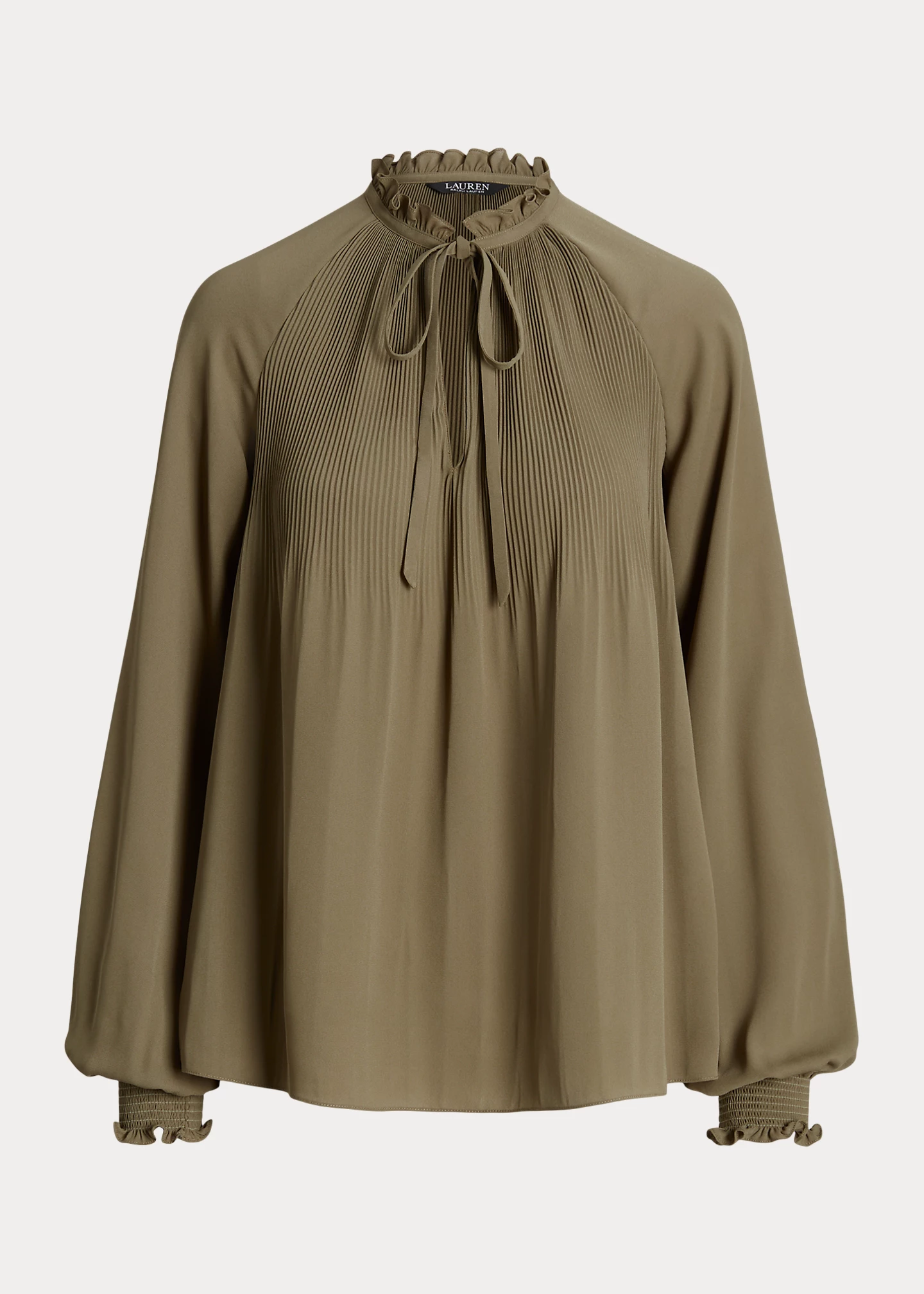 Pleated Georgette Tie-Neck Blouse