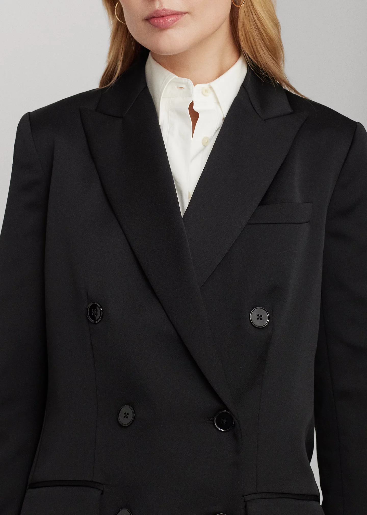 Double-Breasted Satin Crepe Blazer
