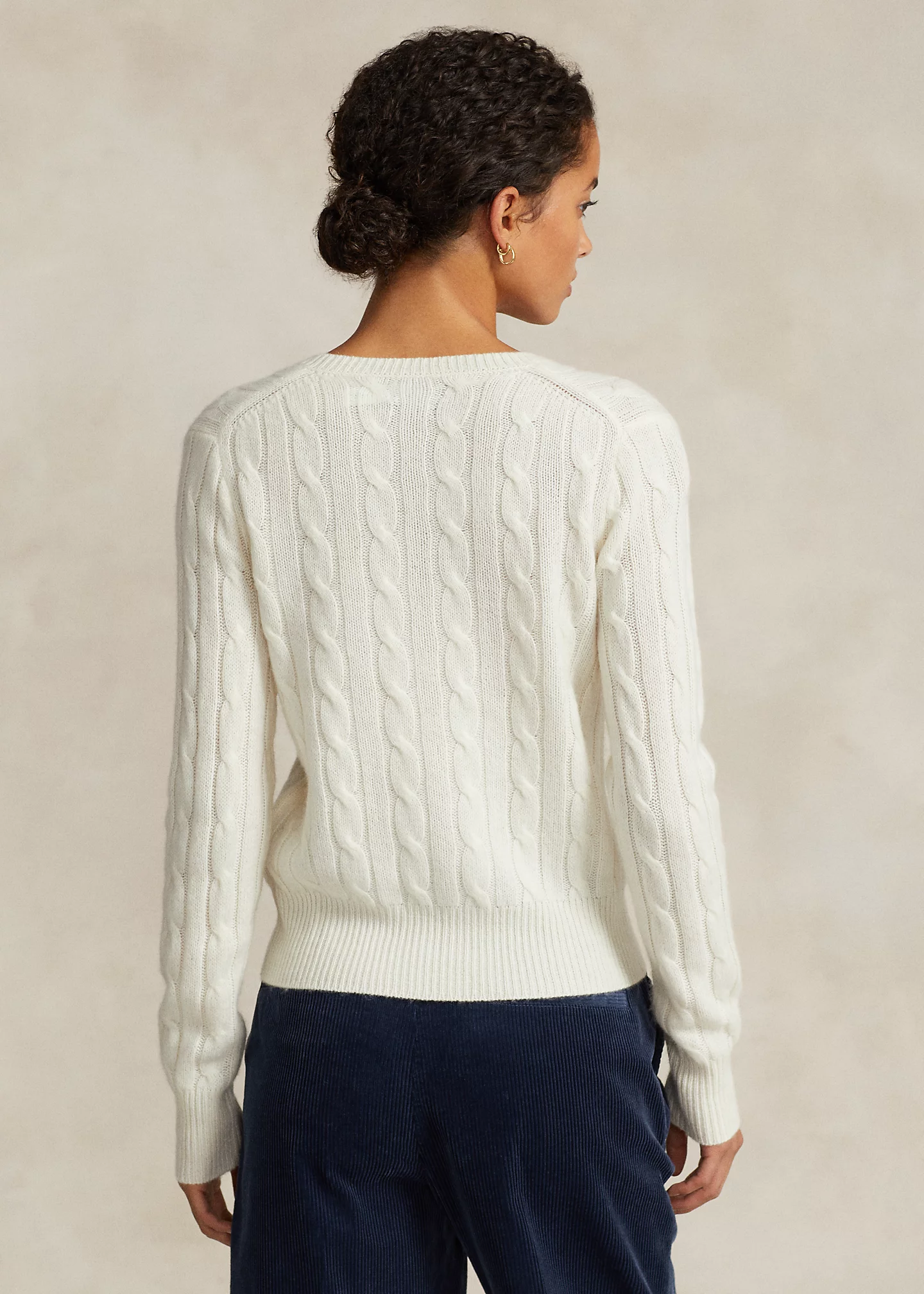 Cable-Knit Cashmere Crewneck Cardigan