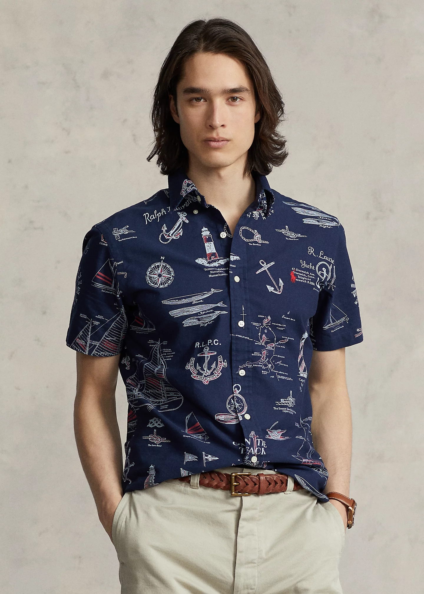 Classic Fit Nautical-Print Oxford Shirt