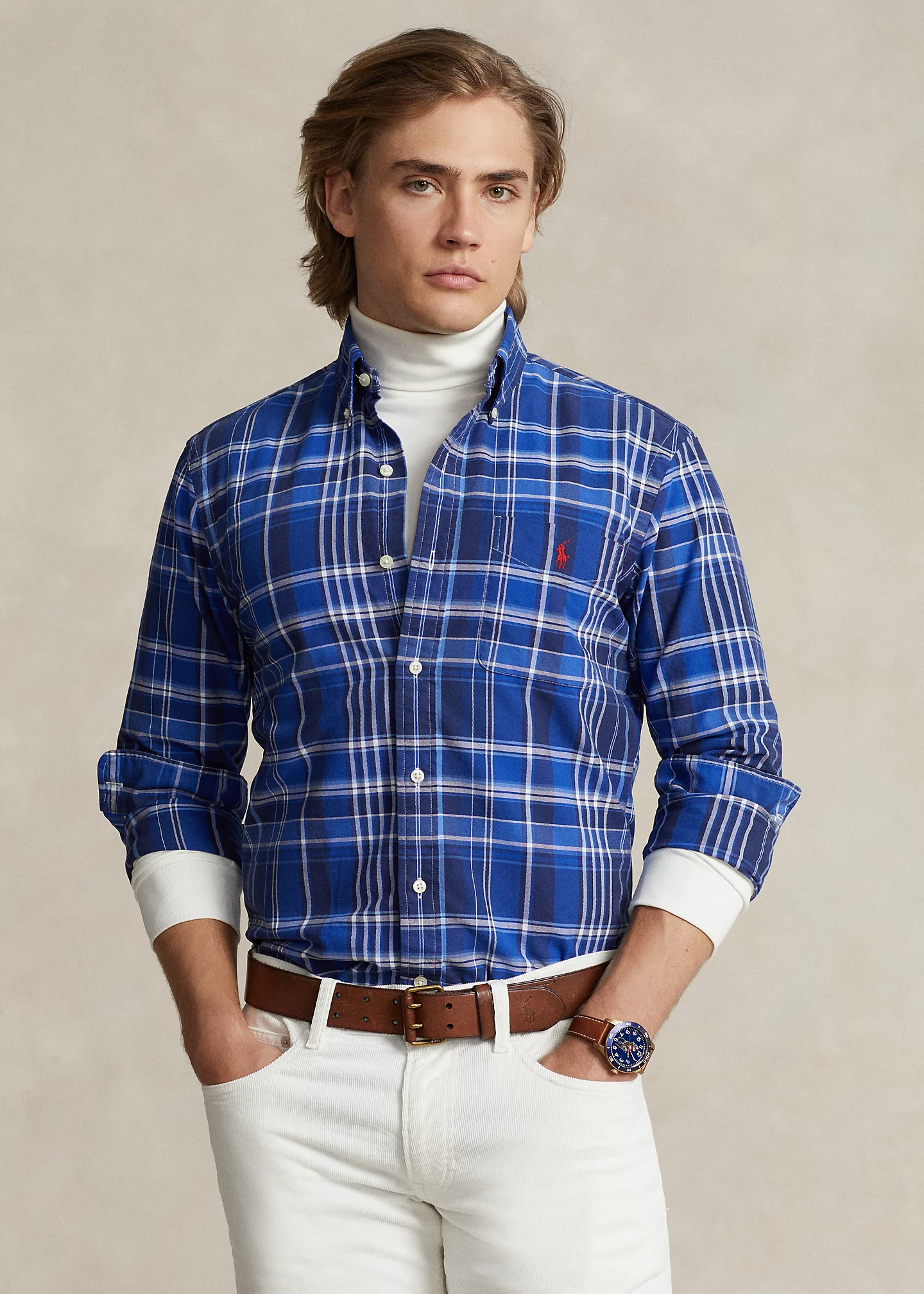 Classic Fit Plaid Oxford Shirt