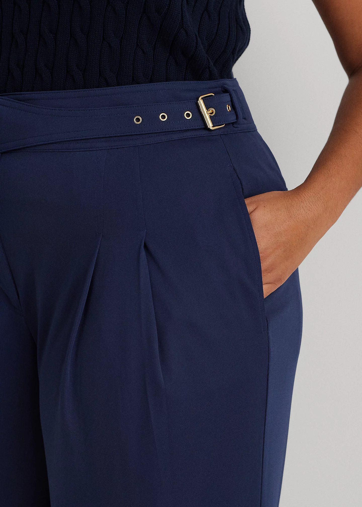 Pleated Stretch Jersey Wide-Leg Pant