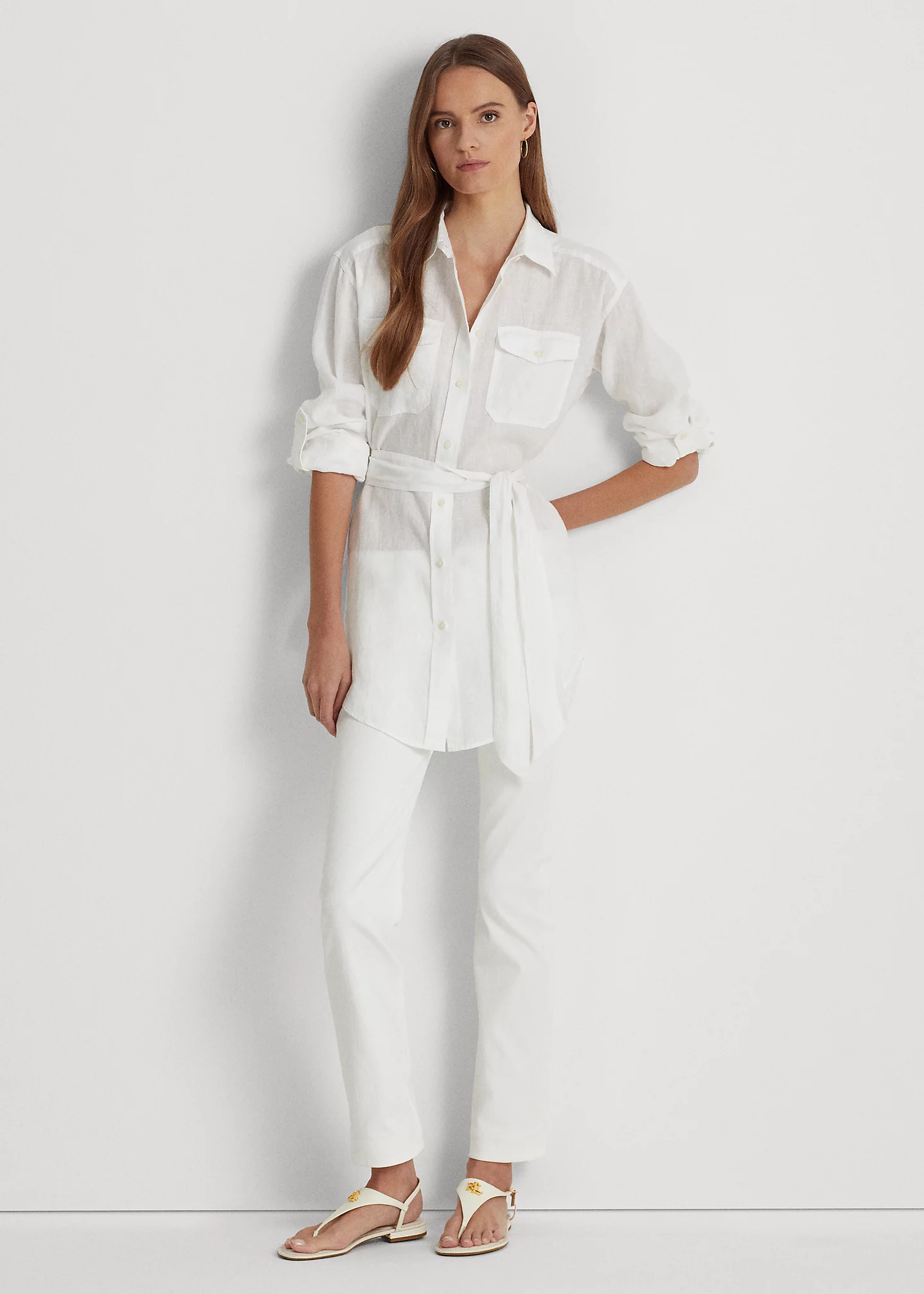 Relaxed Fit Belted Linen Shirt