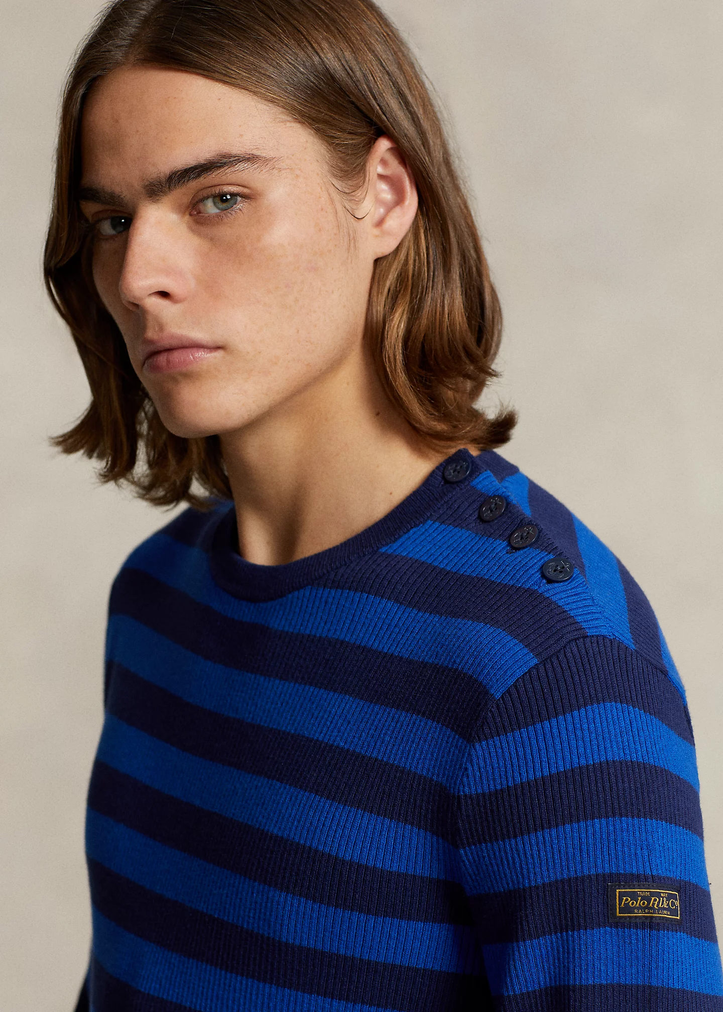 Striped Rib-Knit Cotton-Cashmere Sweater