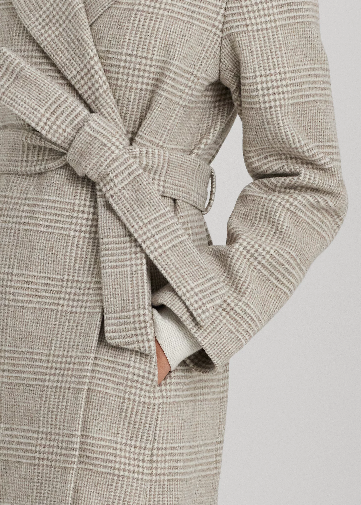 Glen Plaid Belted Wool-Blend Wrap Coat