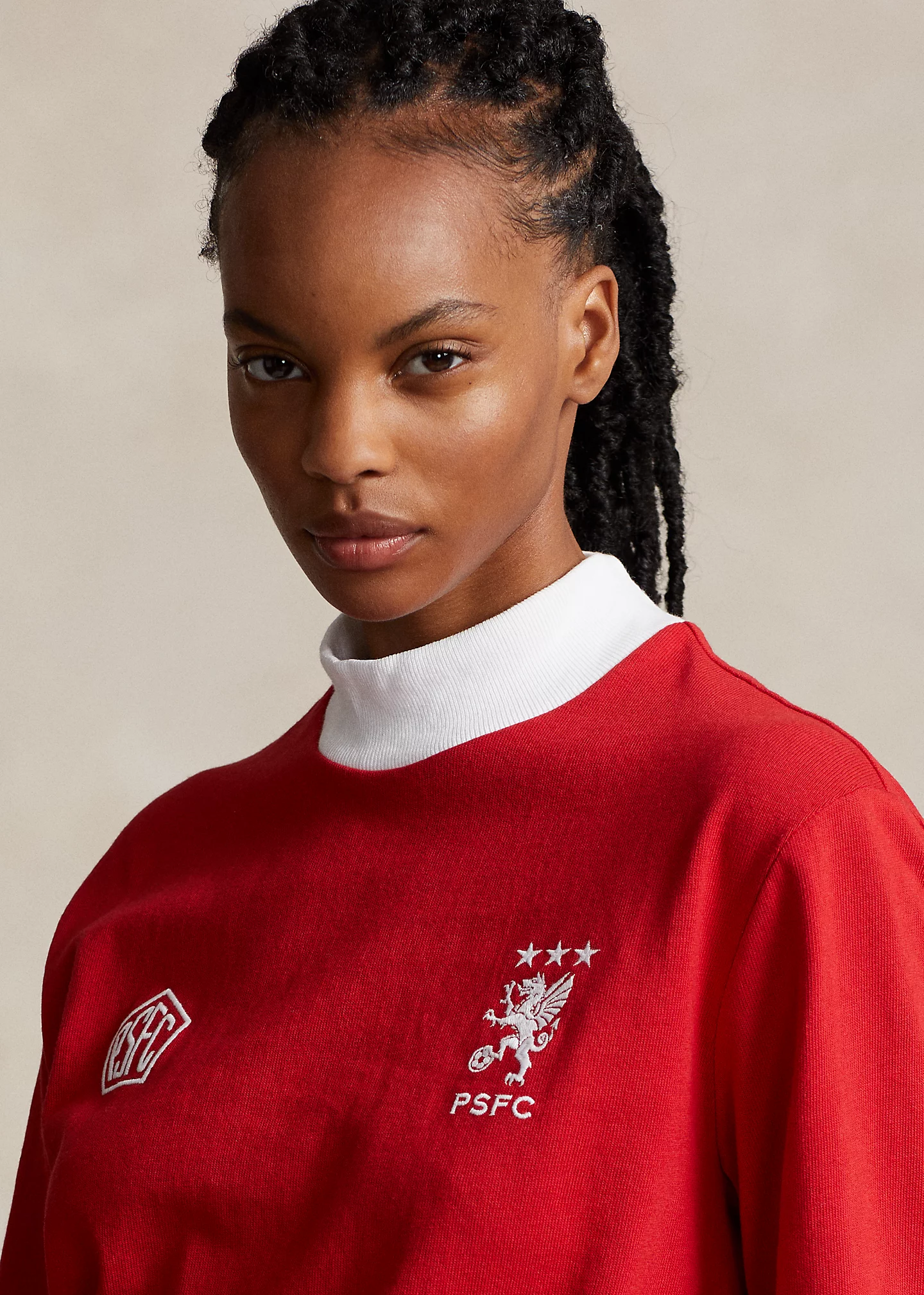 Jersey Graphic Mockneck Pullover