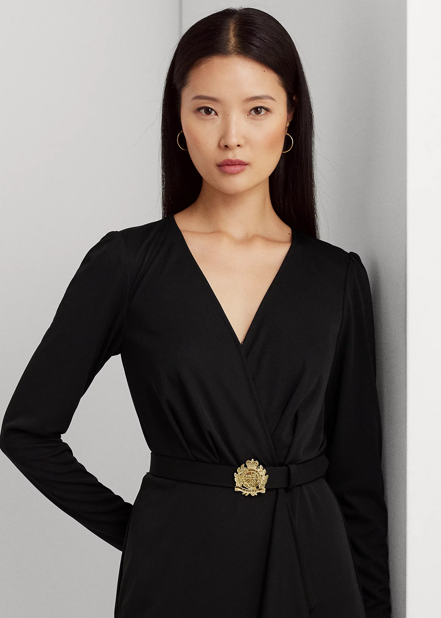 Belted Stretch Jersey Surplice Dress