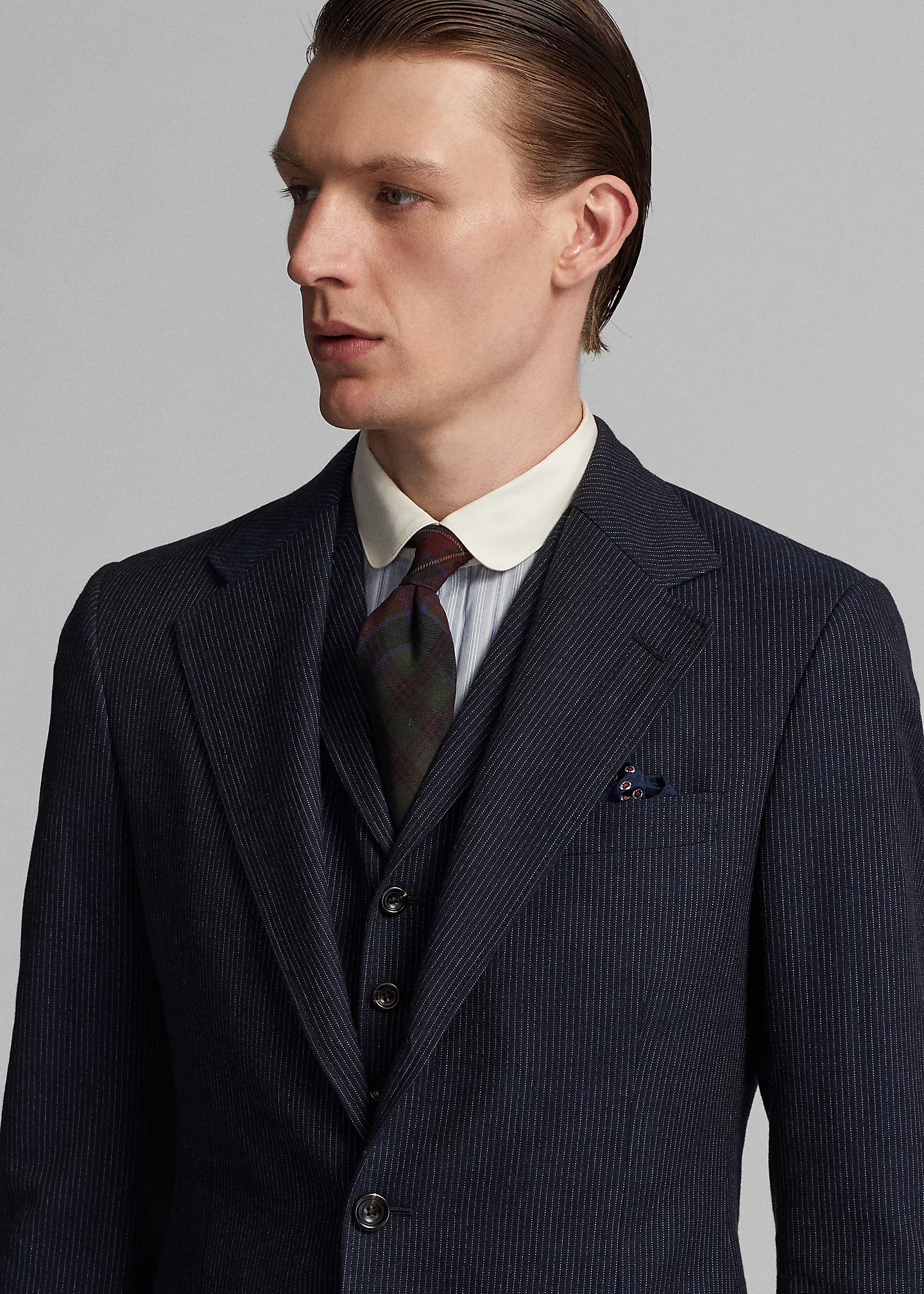 Striped Herringbone Suit Jacket