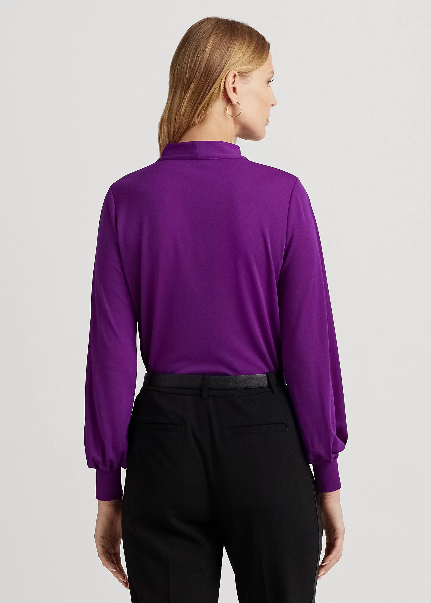 Stretch Jersey Tie-Neck Top