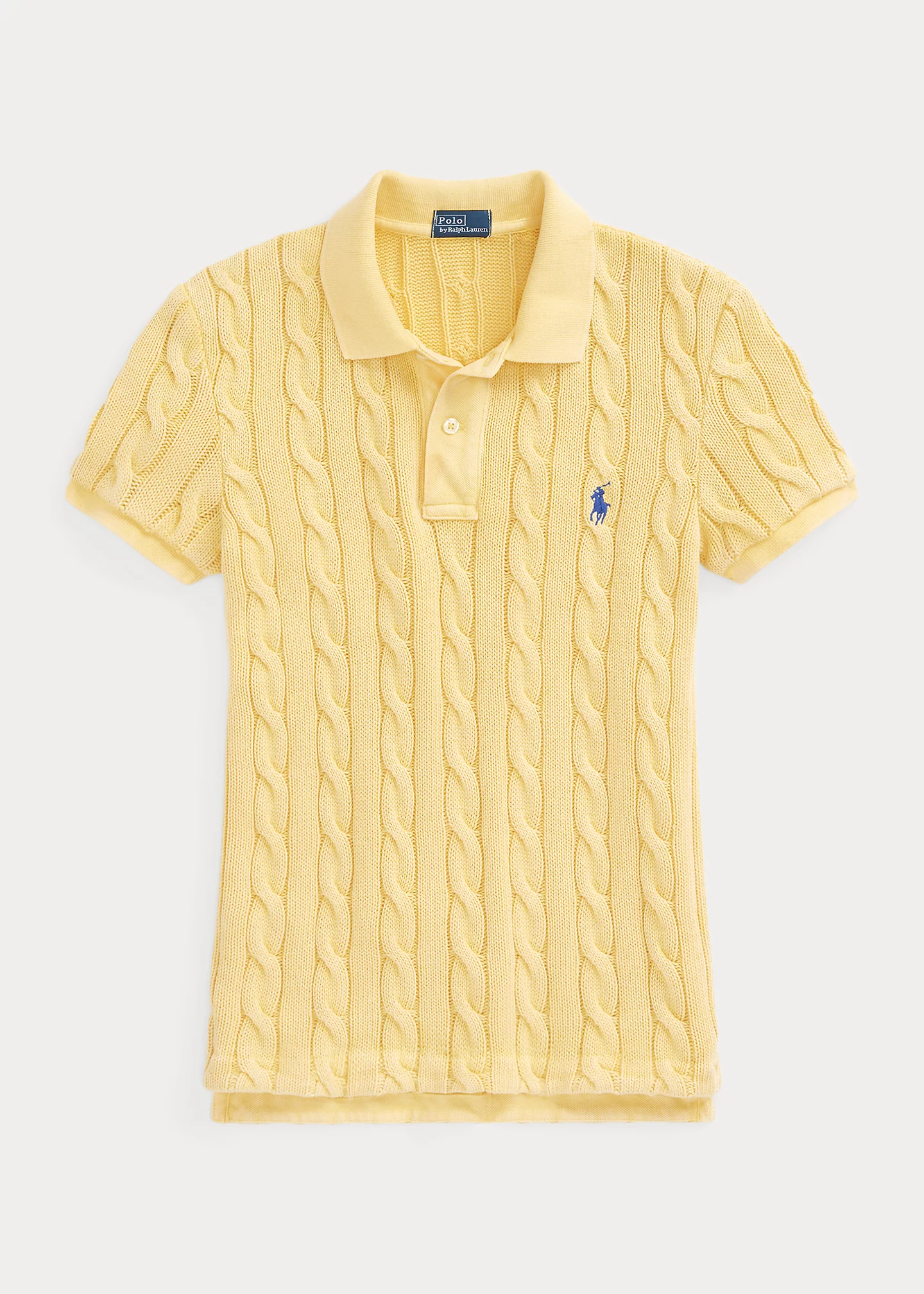 Slim Fit Cable-Knit Polo Shirt