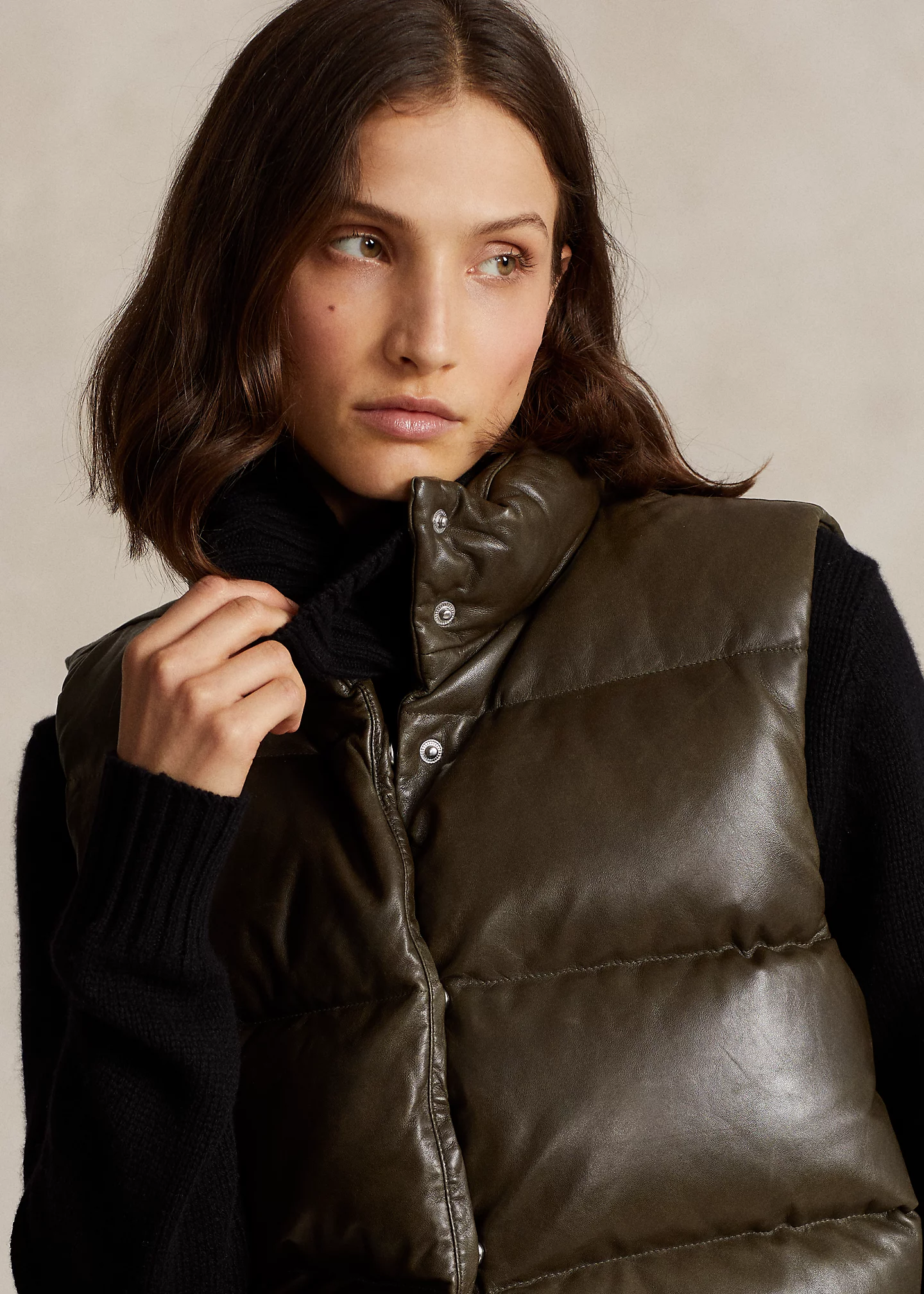 Quilted Leather Down Vest