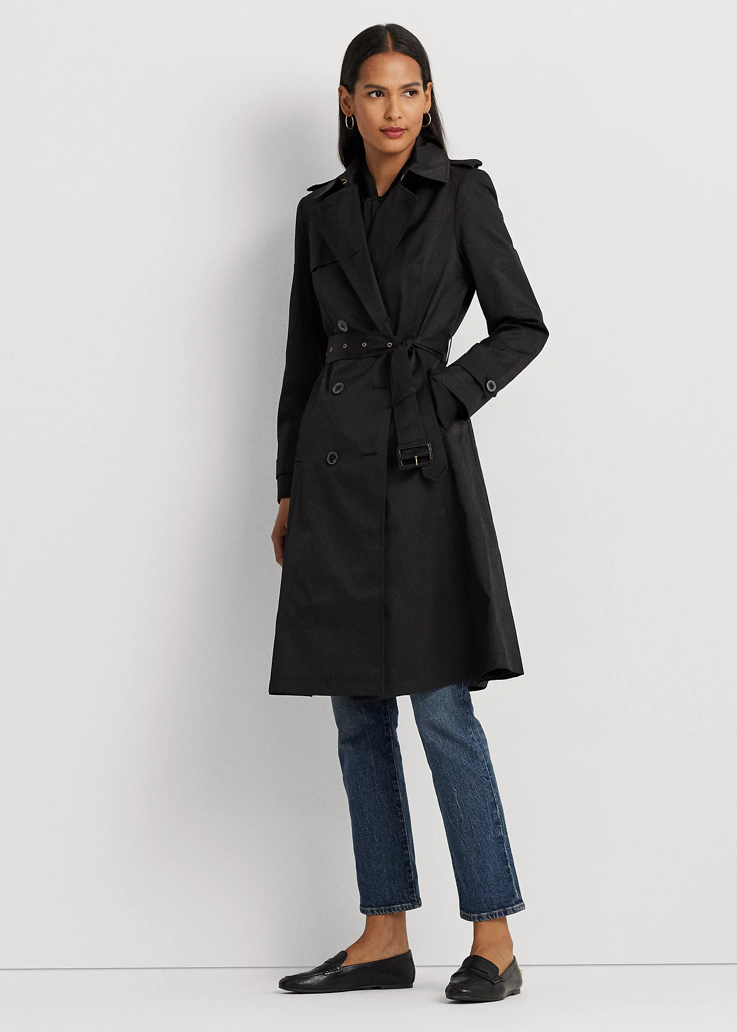 Double-Breasted Cotton-Blend Trench Coat