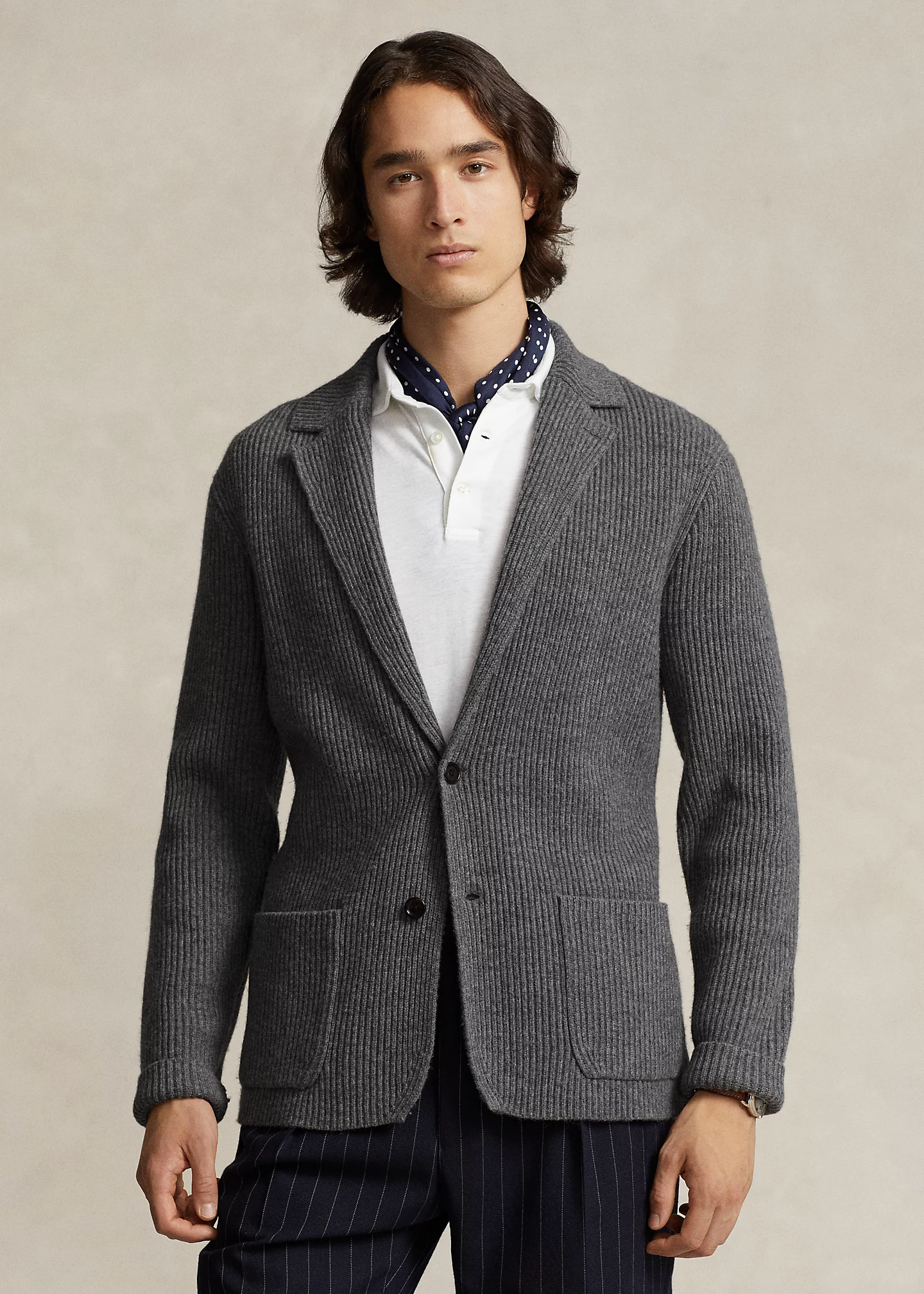 Wool-Blend Blazer Cardigan