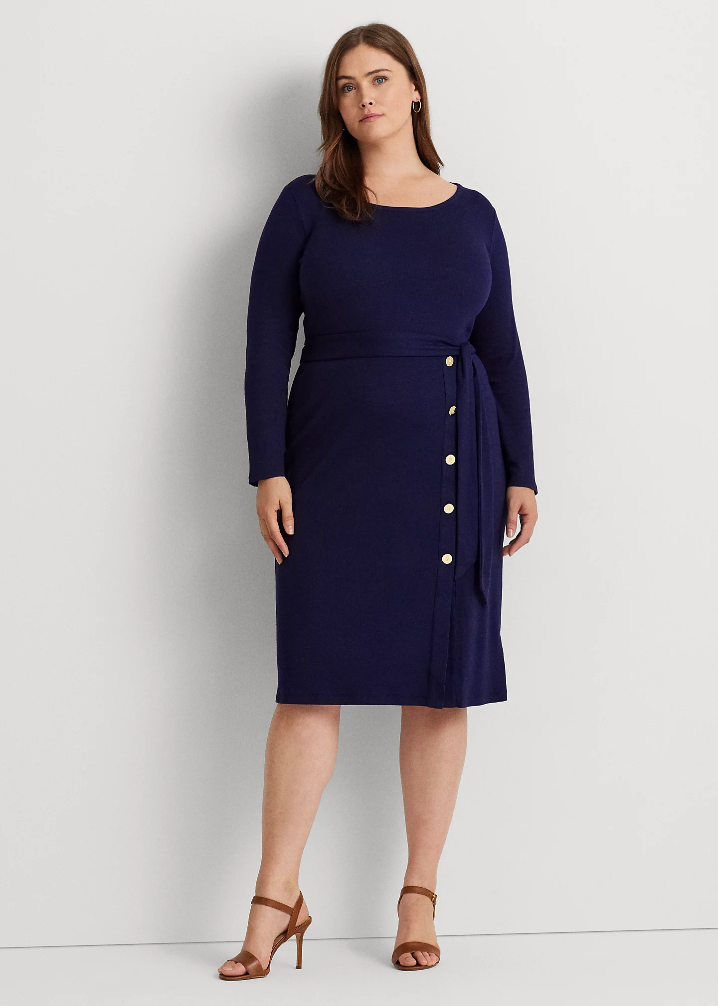 Belted Rib-Knit Dress