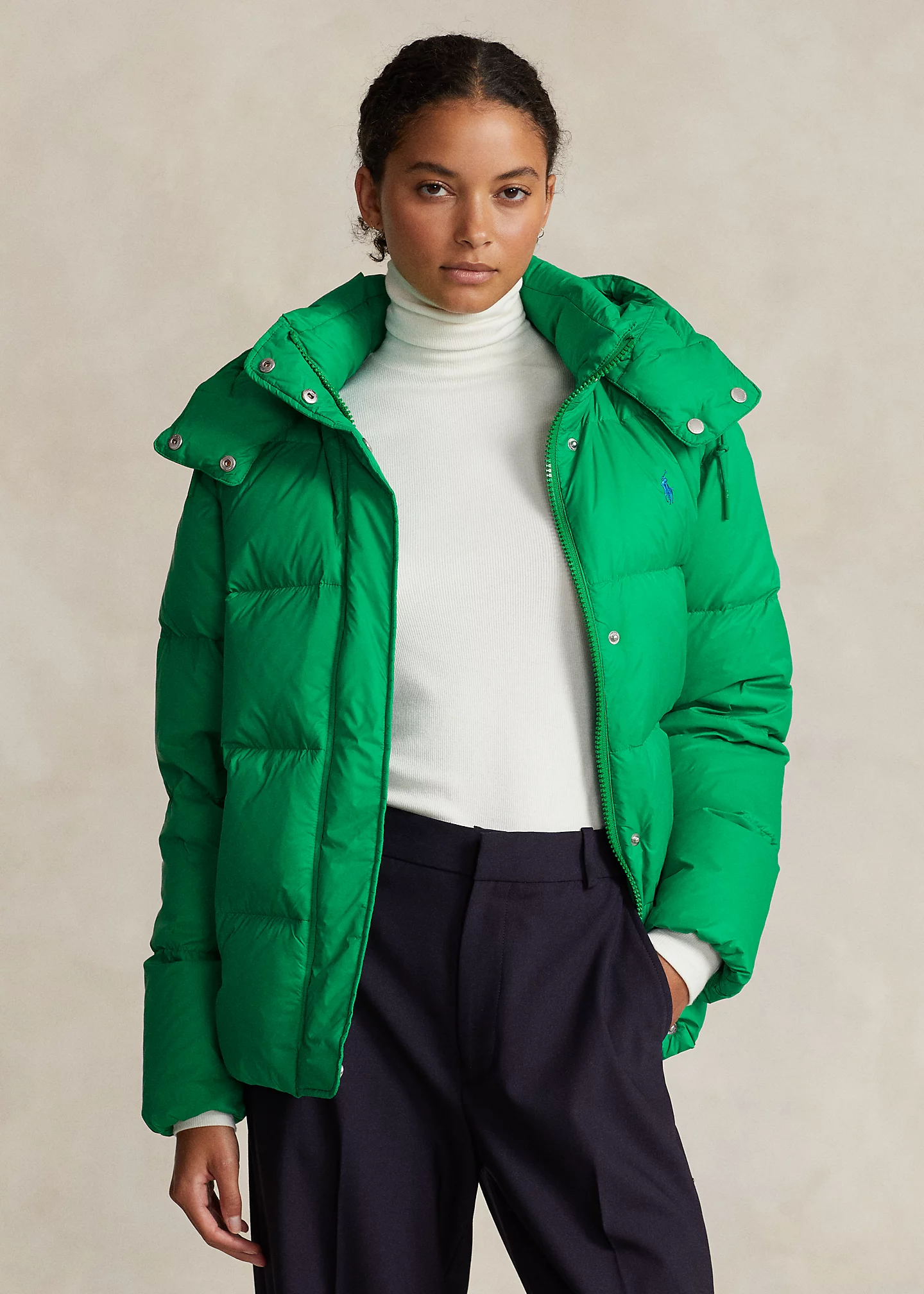 Water-Repellent Hooded Down Jacket