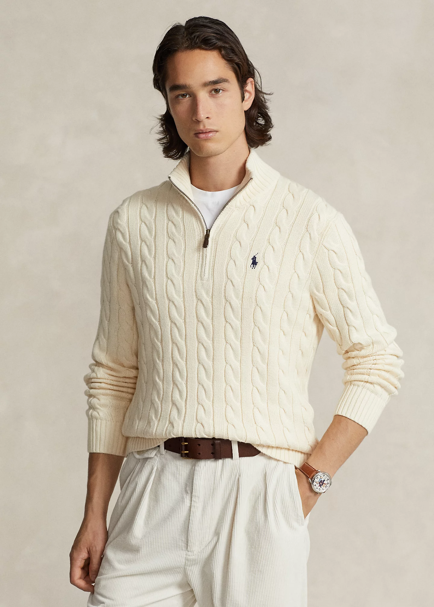 Cable-Knit Cotton Sweater