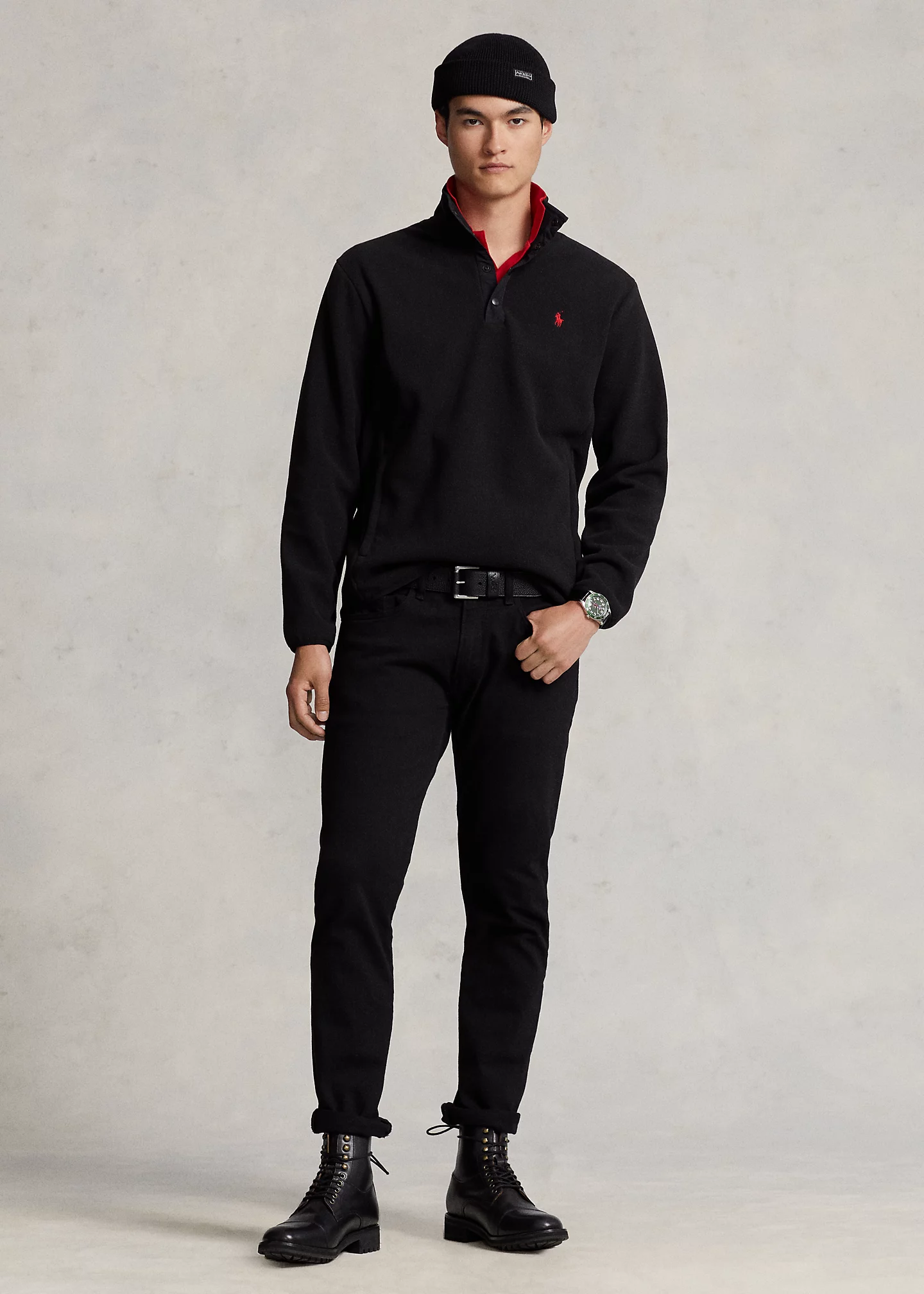 Brushed Fleece Mockneck Pullover