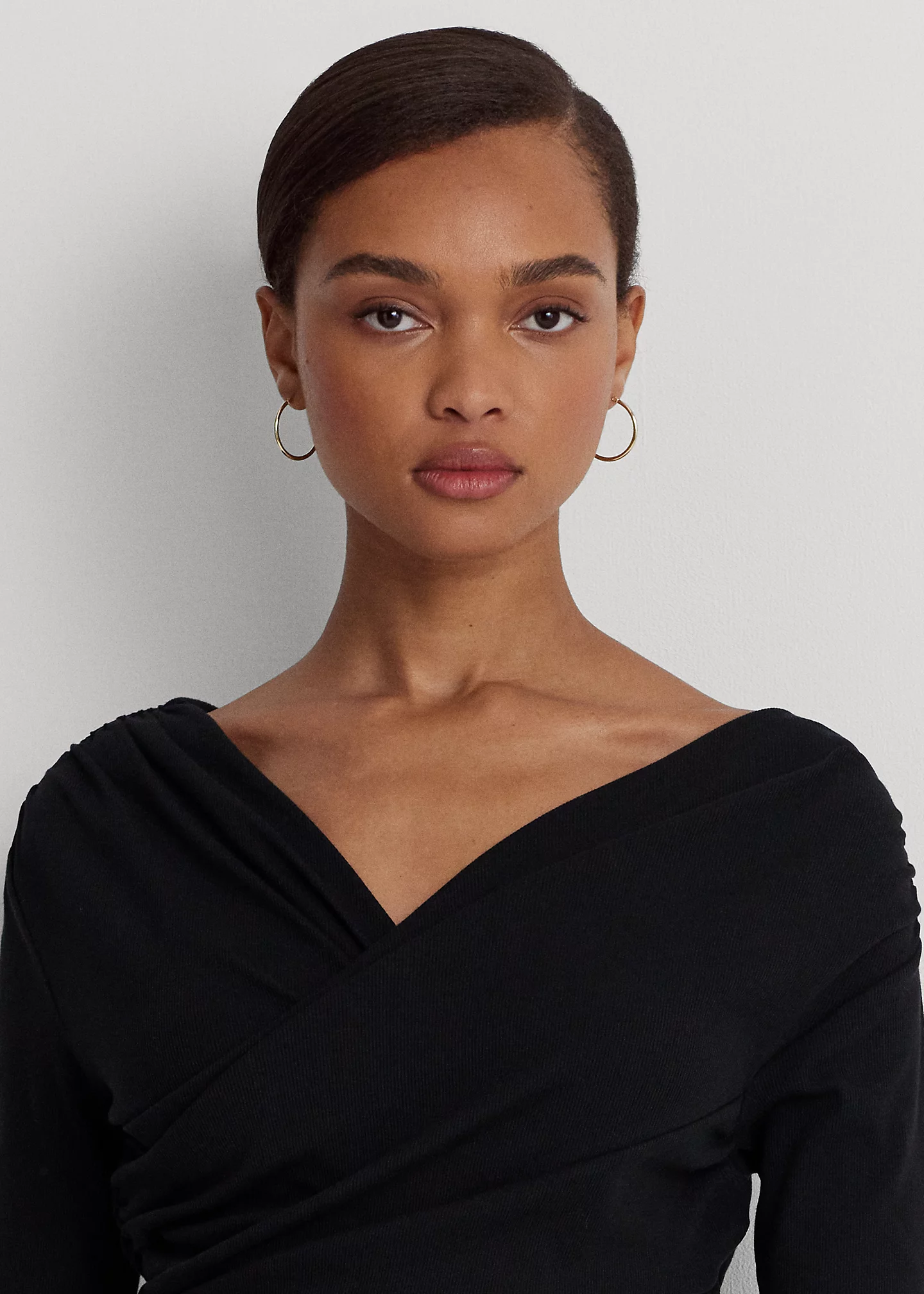 Ruched Asymmetrical Stretch Cotton Top