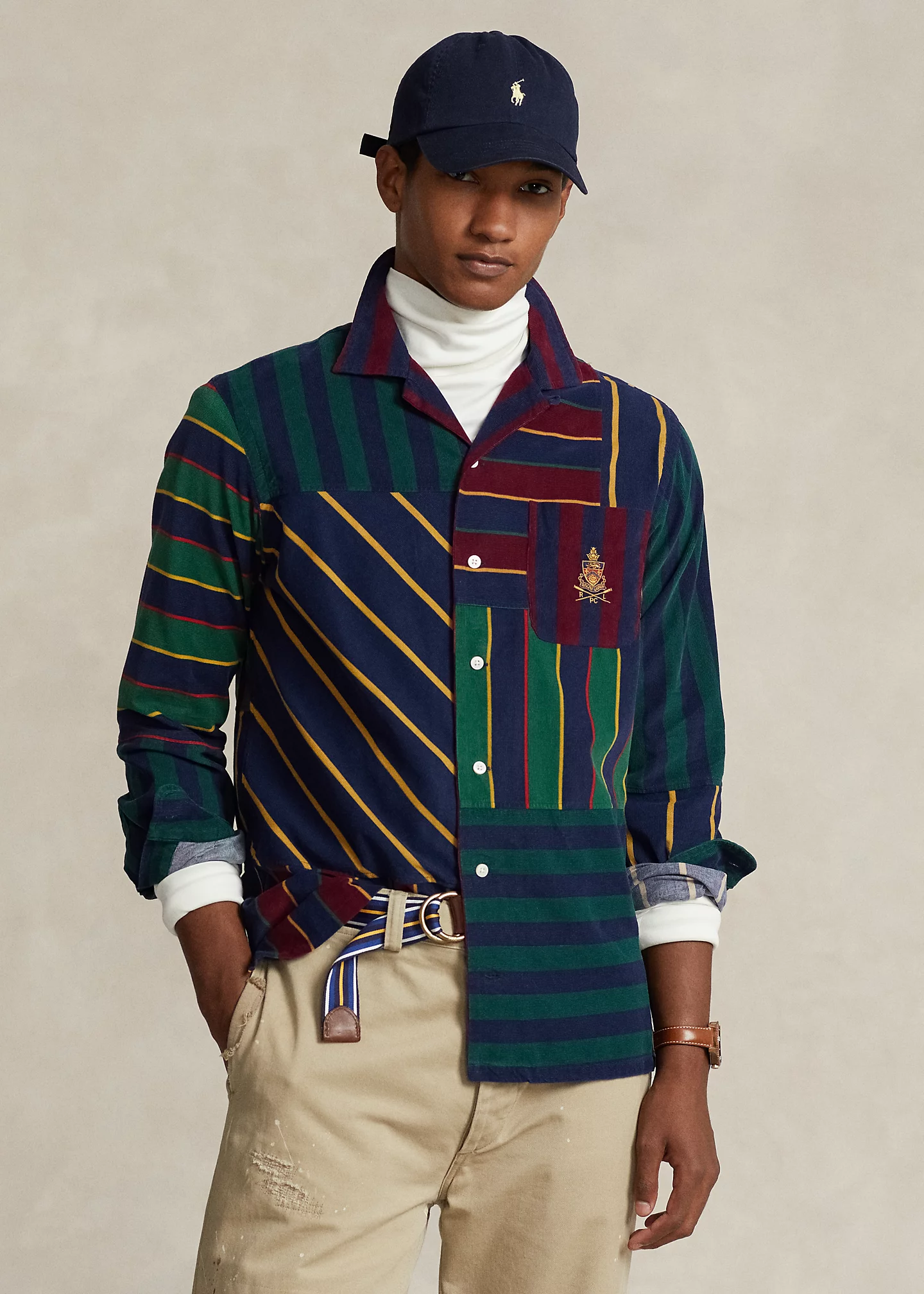 Classic Fit Patchwork Corduroy Shirt
