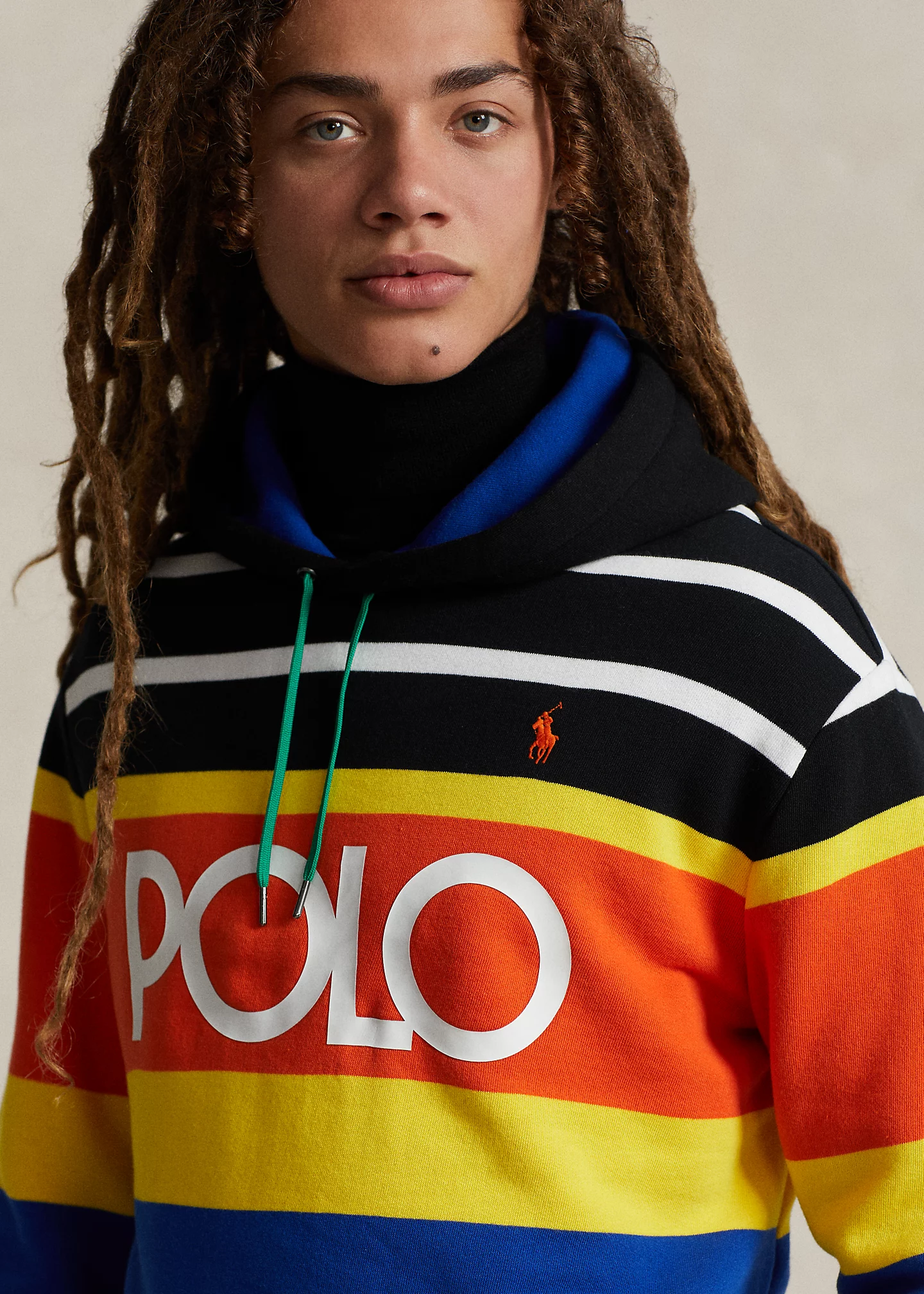 Logo Striped Fleece Hoodie