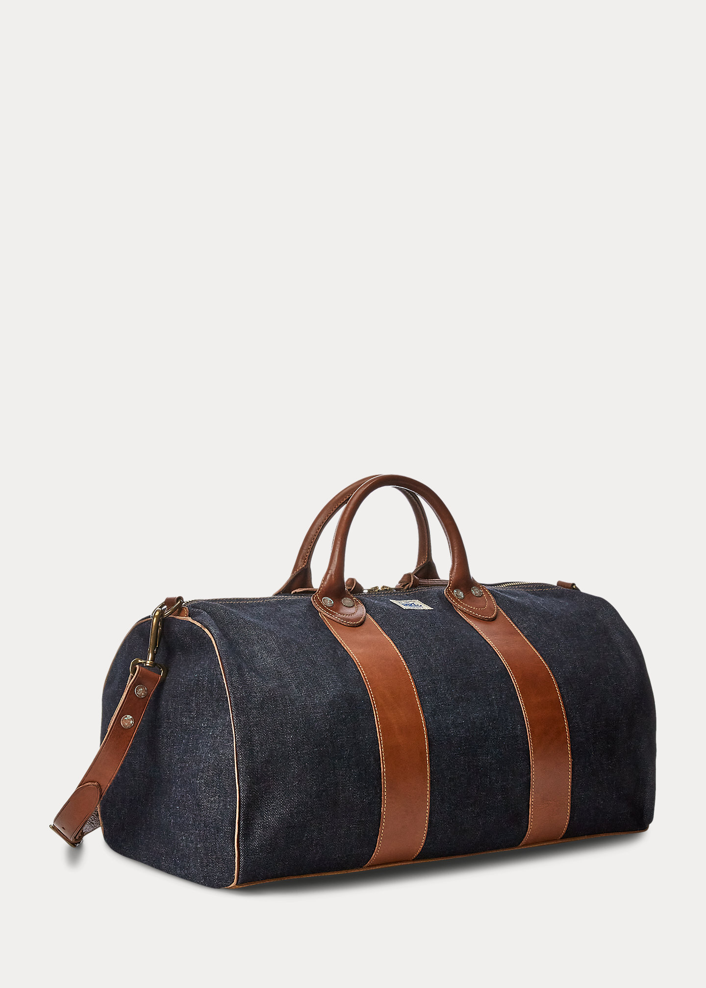 Leather-Trim Denim Duffel