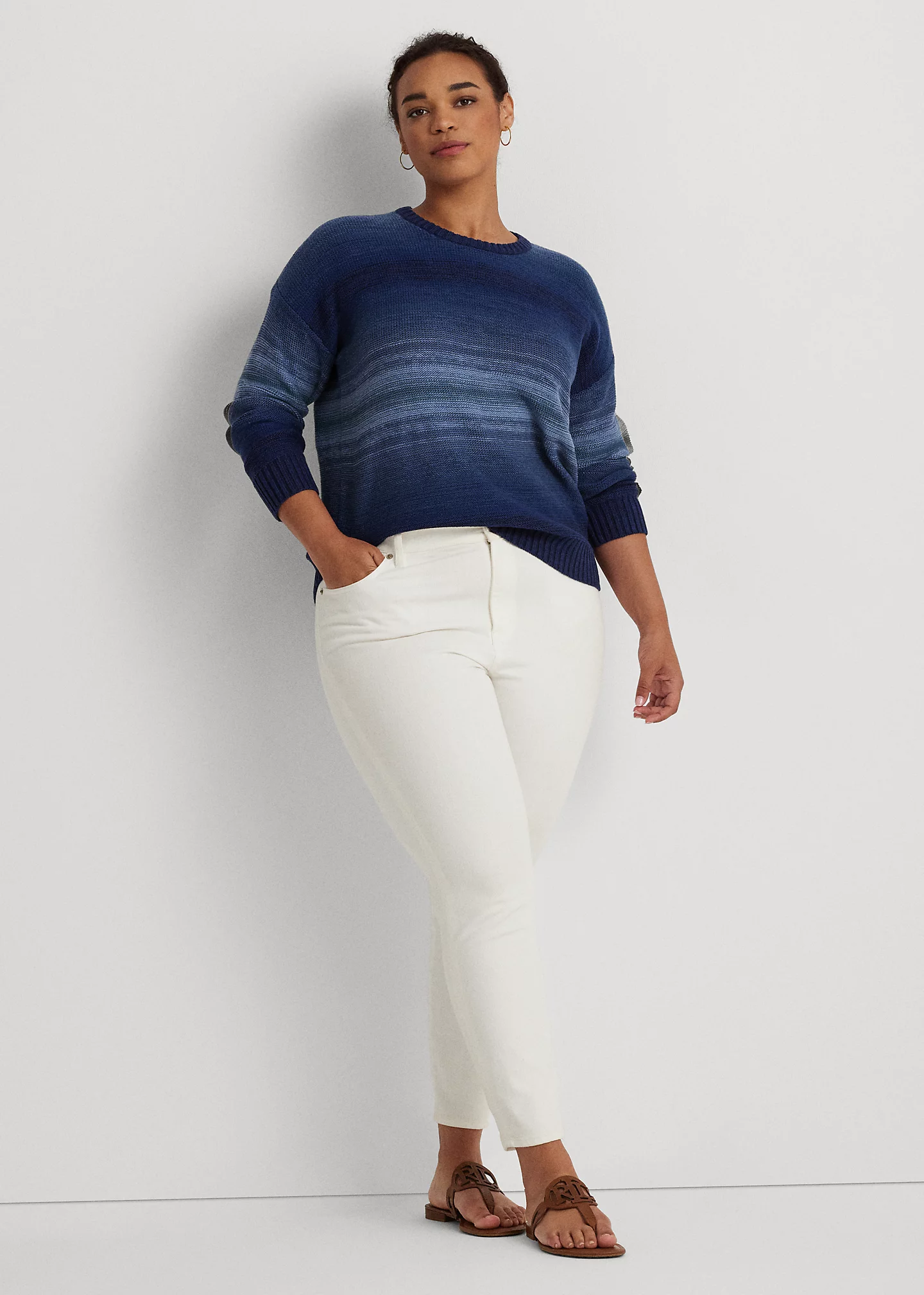Ombré-Stripe Cotton-Linen Sweater