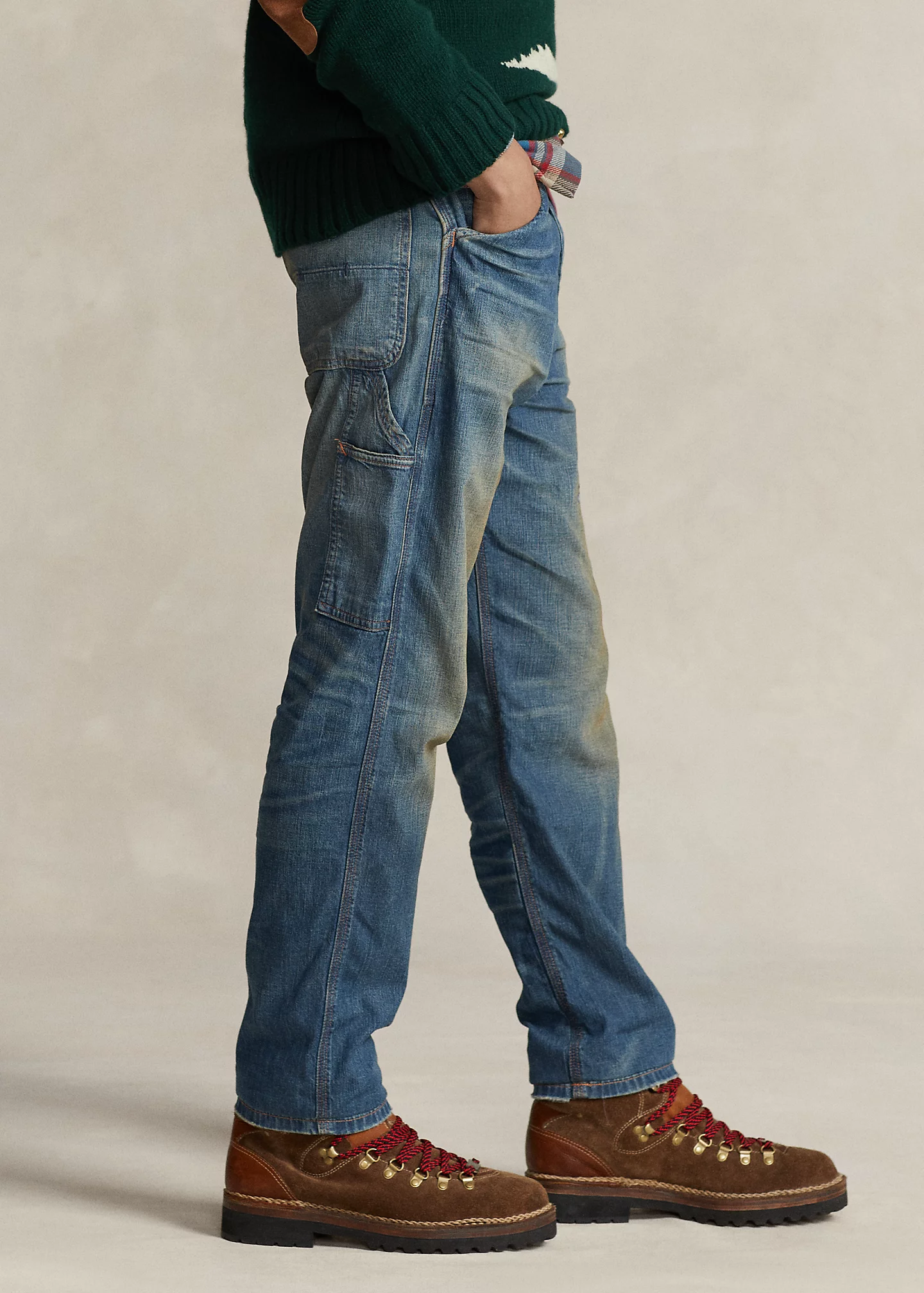 Relaxed Fit Distressed Carpenter Jean