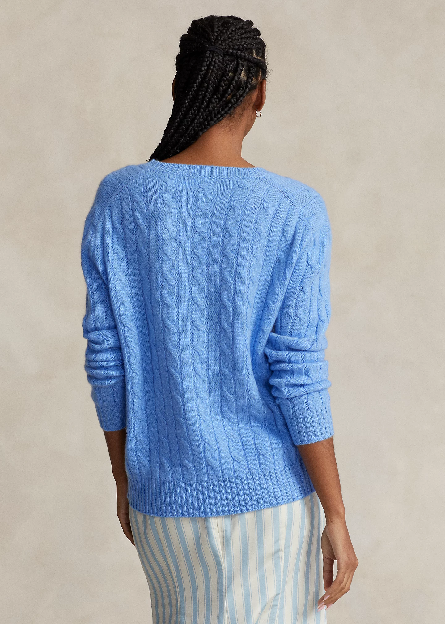 Cable-Knit Cashmere V-Neck Sweater
