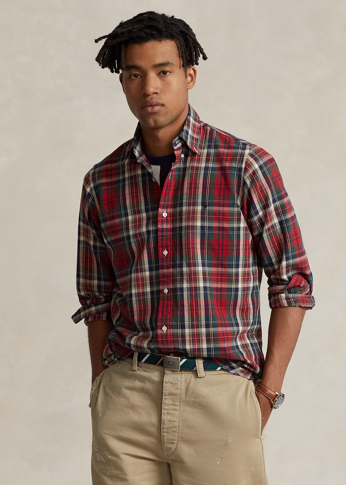 Classic Fit Plaid Oxford Shirt