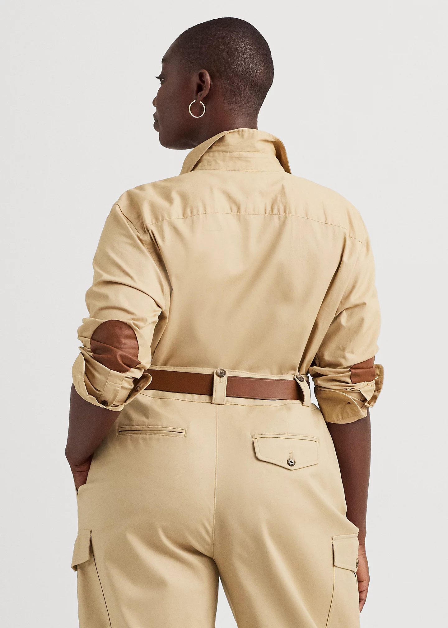 Leather-Trim Featherweight Twill Shirt
