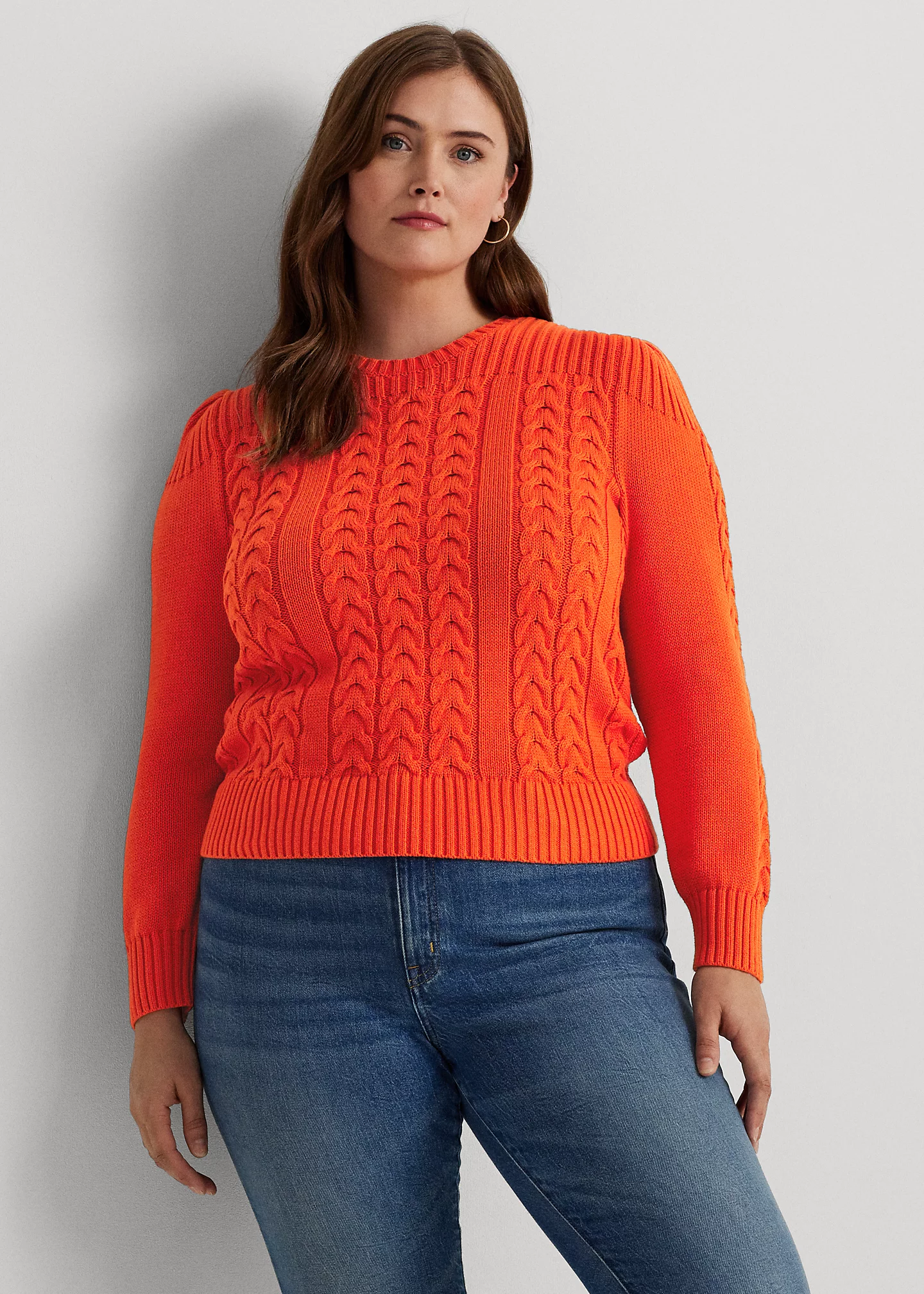 Cable-Knit Puff-Sleeve Sweater