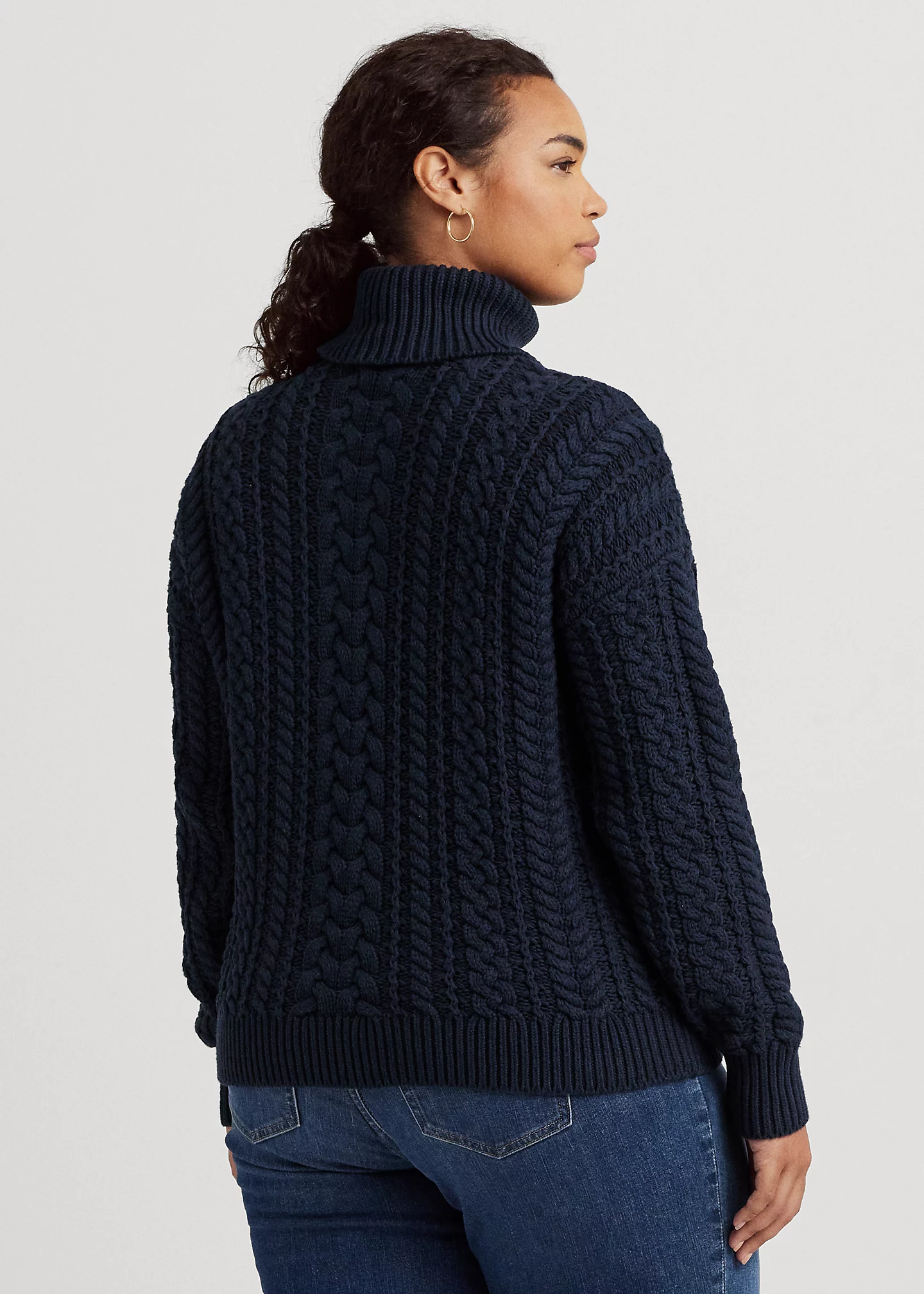 Cable-Knit Cotton-Blend Turtleneck